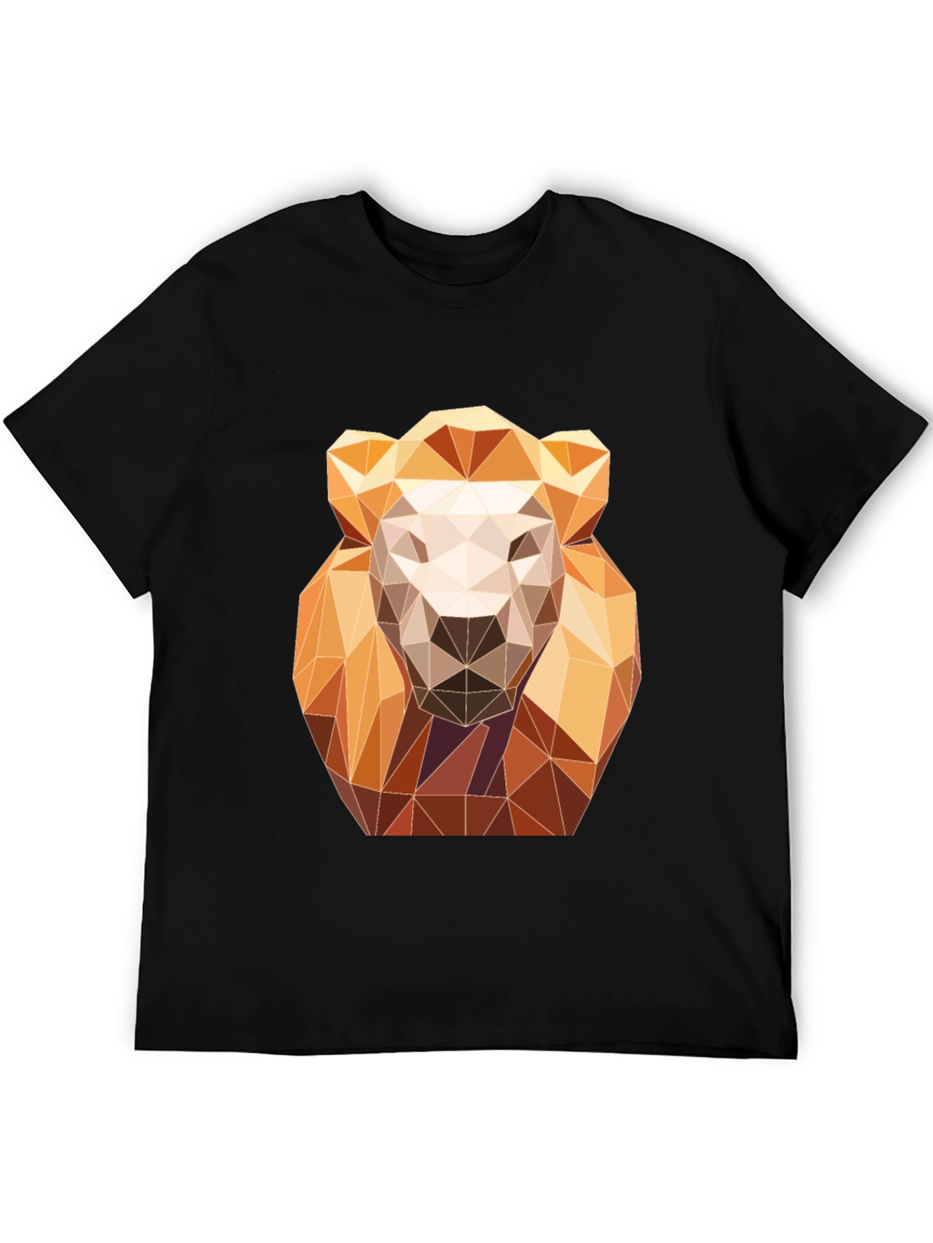 Black Geometric Lion Graphic Tee - Modern Art Design view 5