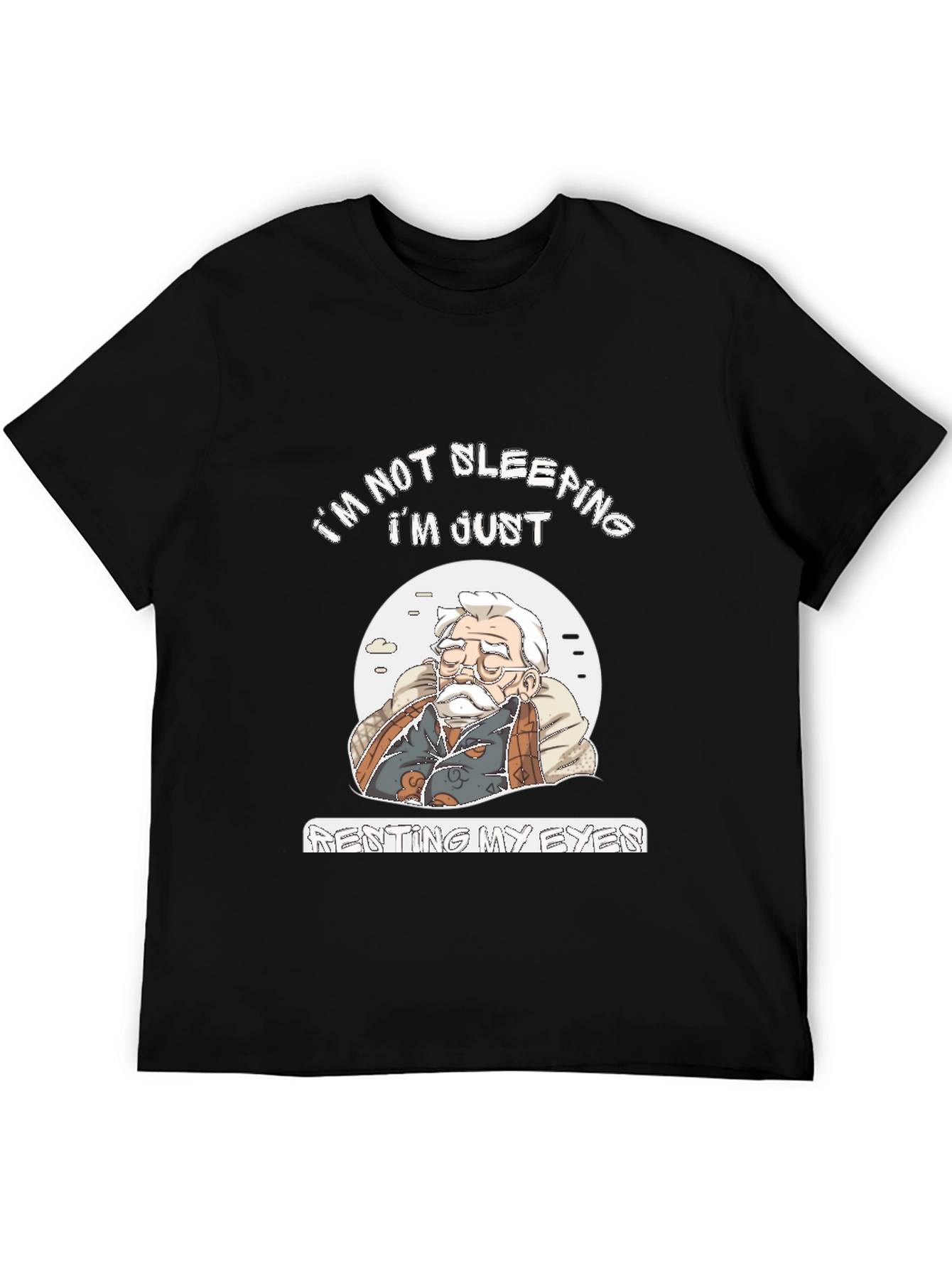 Black Funny "I'm Not Sleeping" Graphic T-Shirt view 5