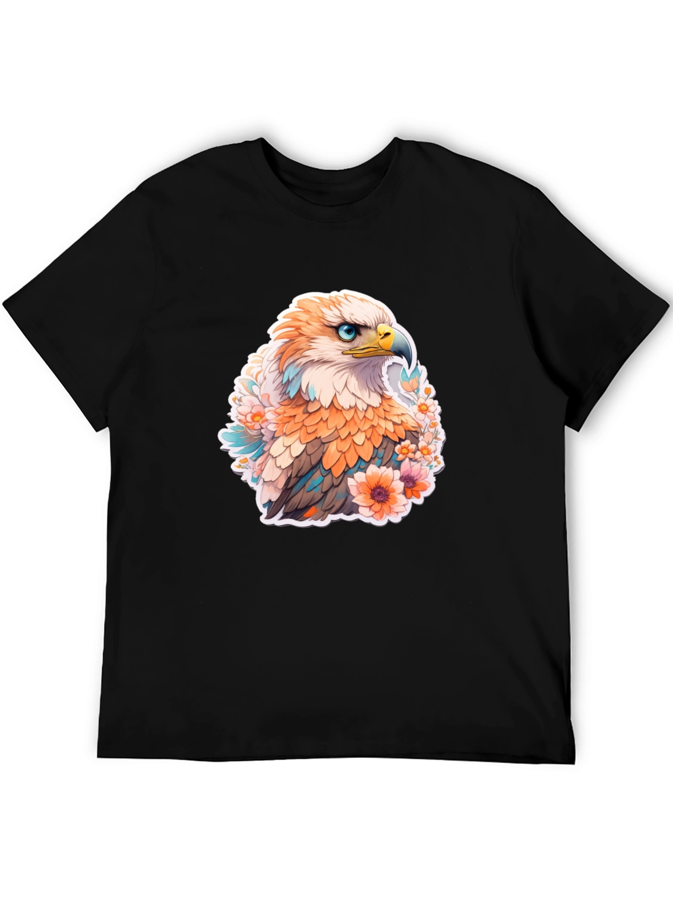 Floral Eagle Graphic Tee - Men's Black T-Shirt - 5