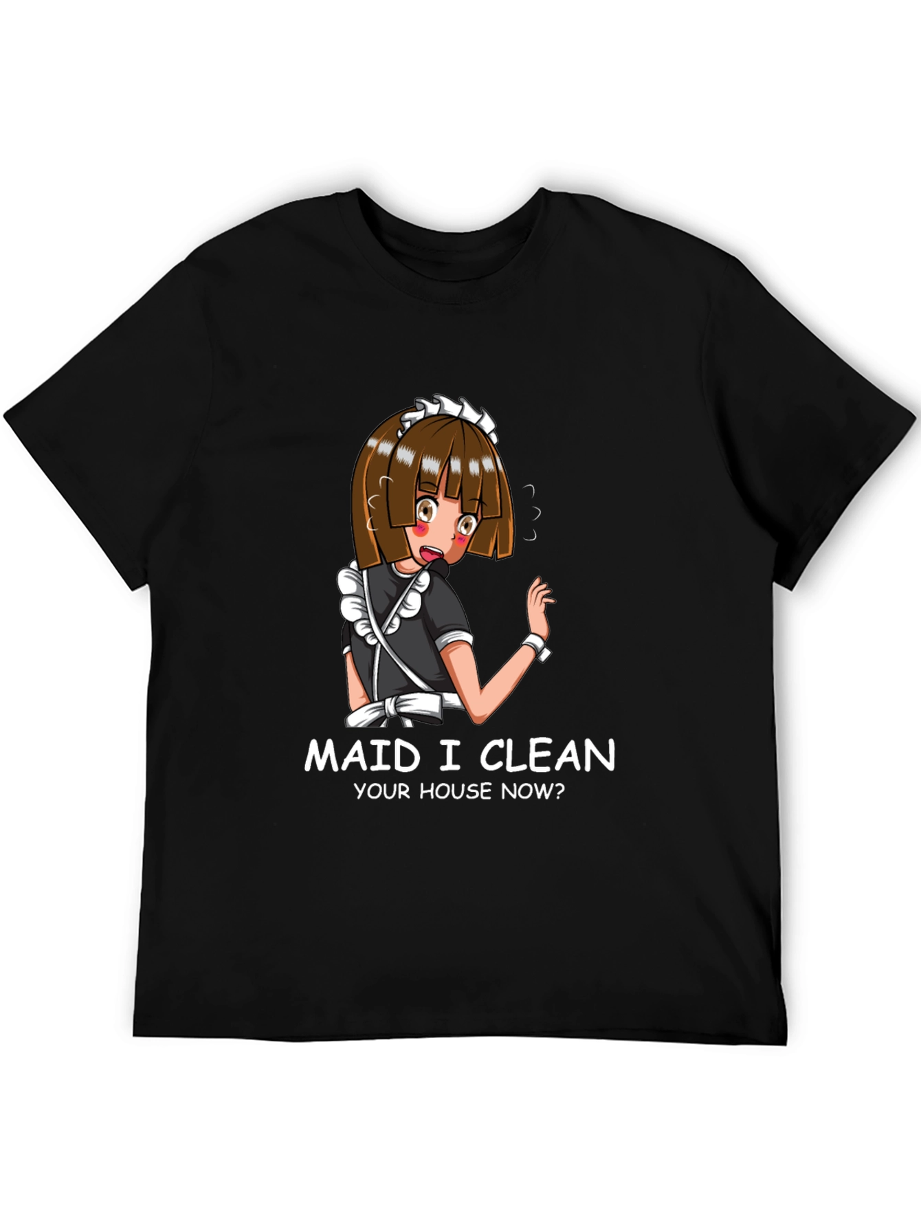 Black Anime Maid Graphic T-Shirt view 5