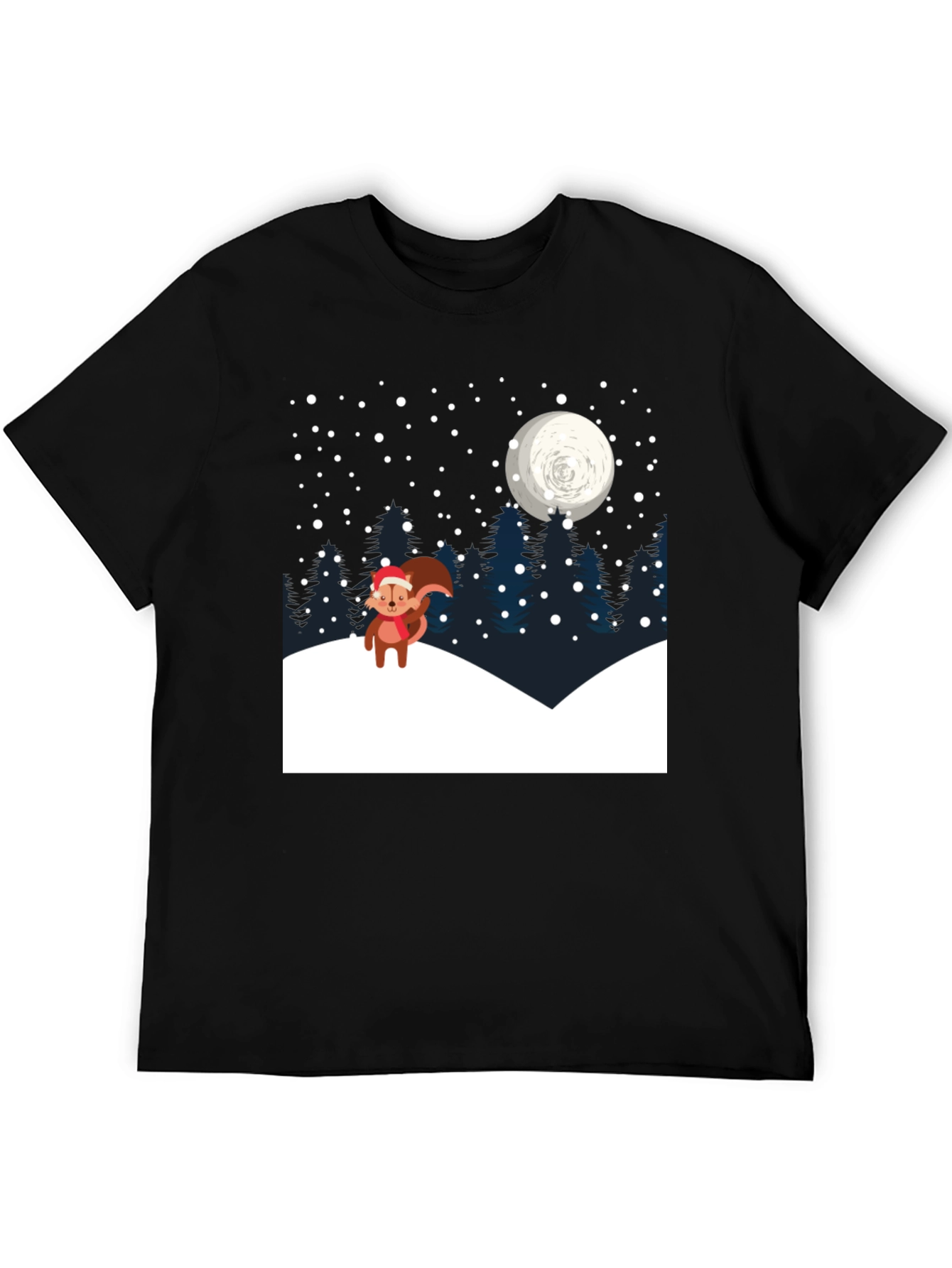 Winter Squirrel T-Shirt: Holiday Night Scene Graphic Tee - 5