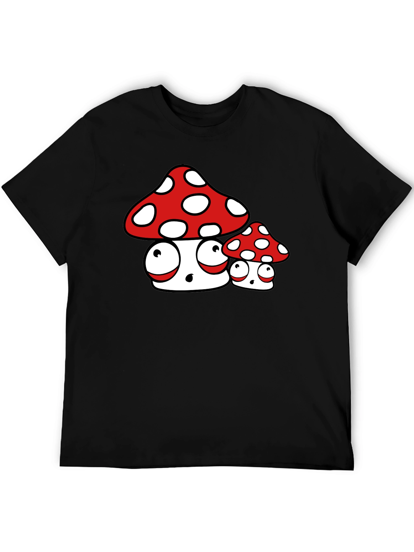 Black Funny Mushroom Graphic Tee view 5
