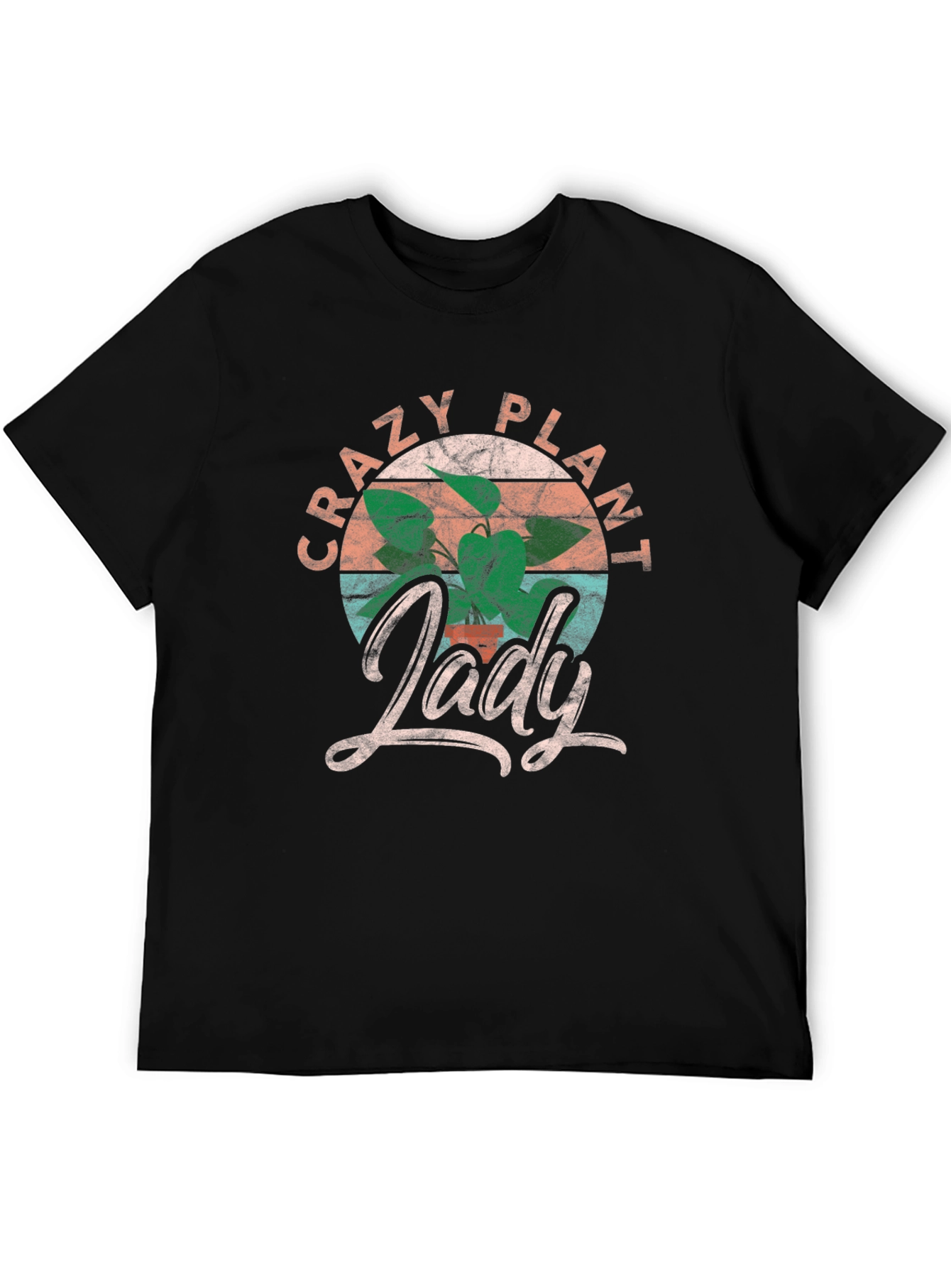 Black Crazy Plant Lady T-Shirt - Fun Graphic Tee view 5