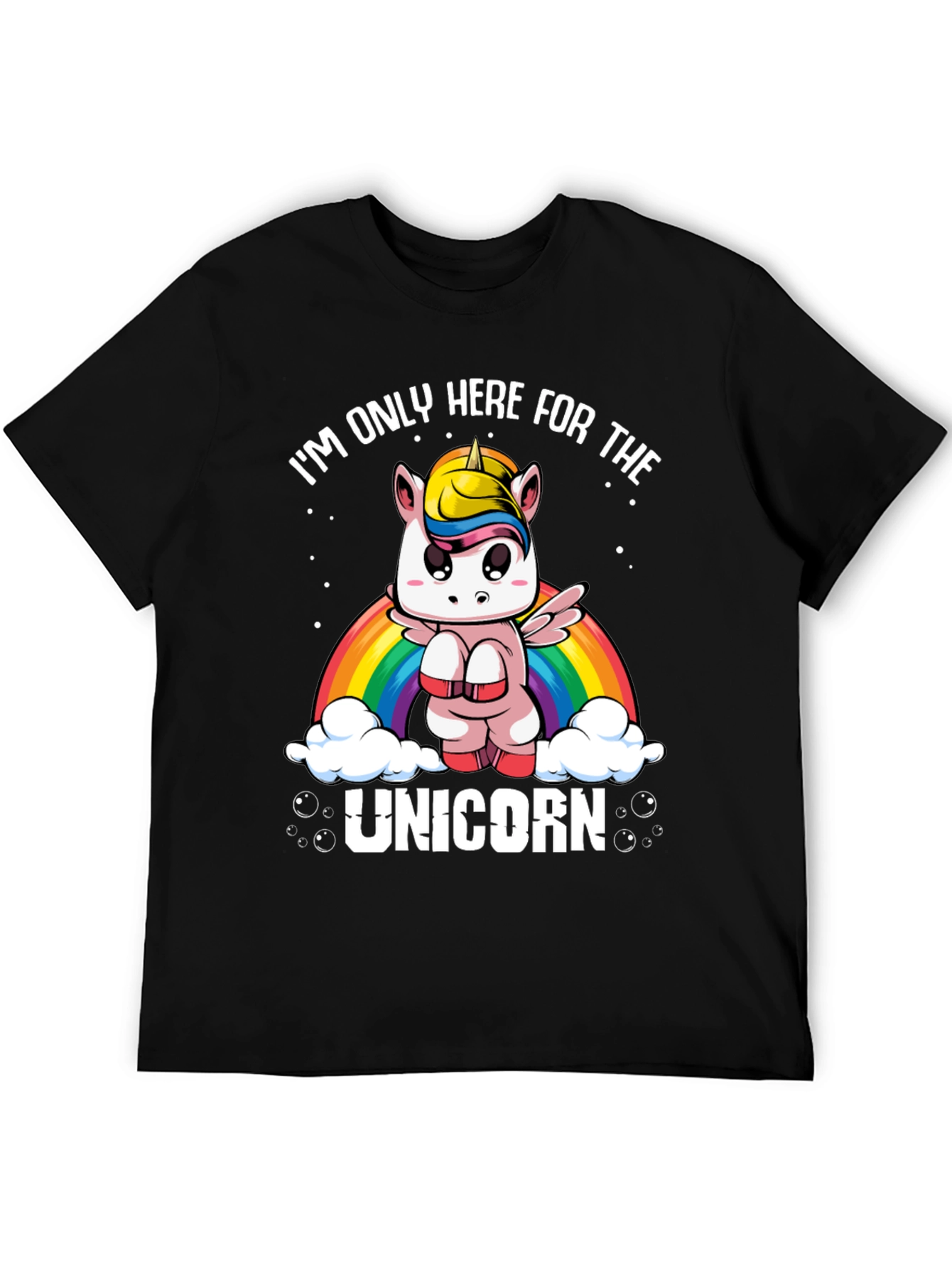 Black I'm Only Here For The Unicorn T-Shirt view 5