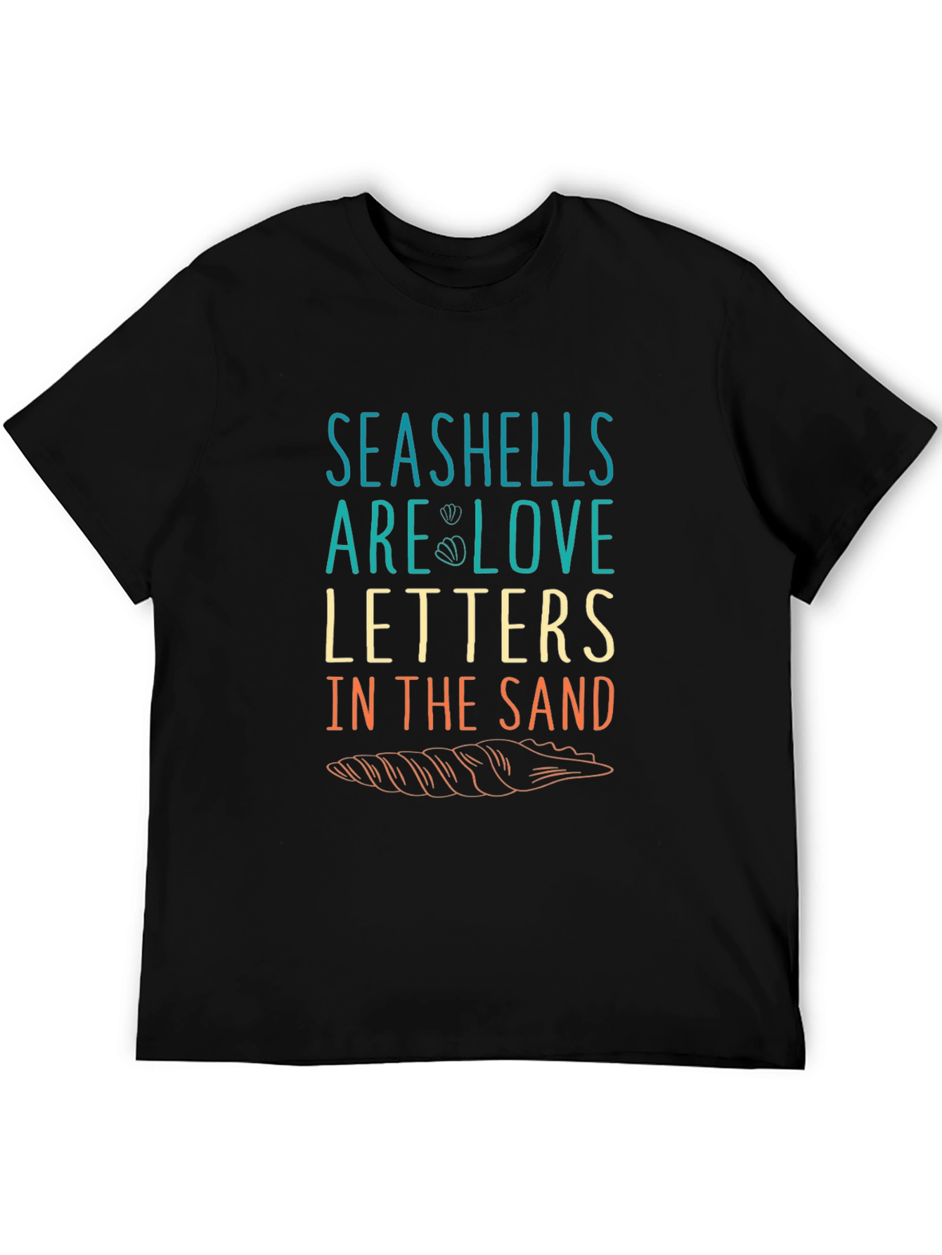 Black Seashells Love Letters Graphic T-Shirt - Black view 5