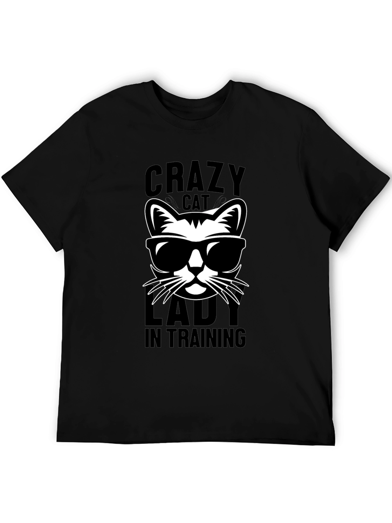 Black Crazy Cat Lady T-Shirt, Funny Cat Lover Tee view 5