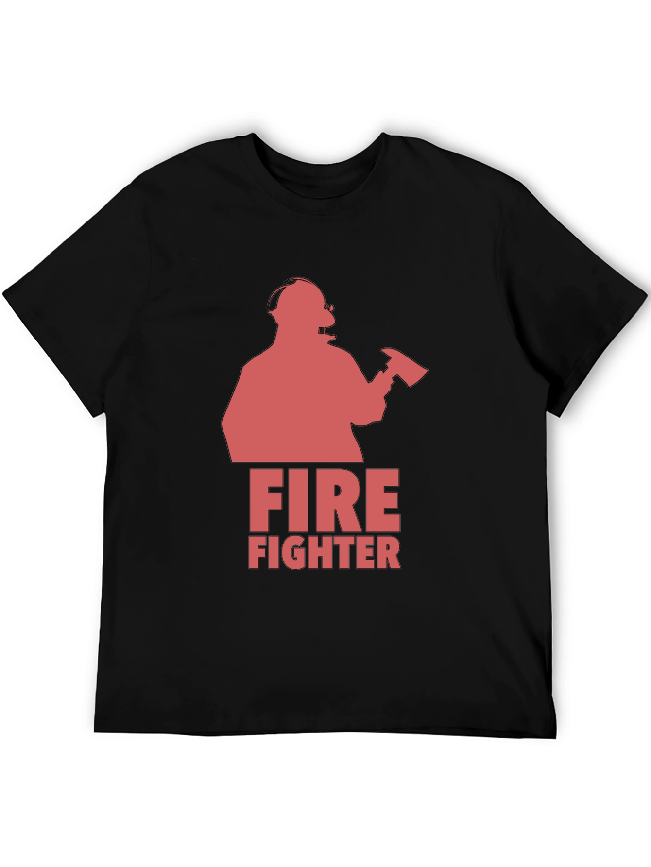 Black Firefighter Graphic Tee - Black Cotton T-Shirt view 5