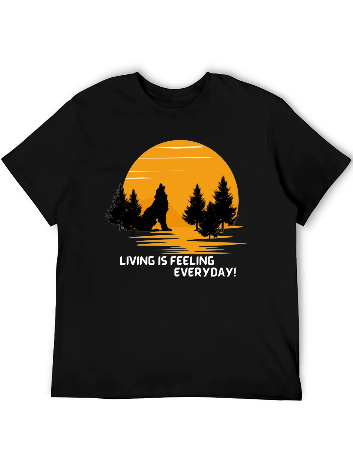 Black Wolf Howling at Moon Graphic T-Shirt view 5