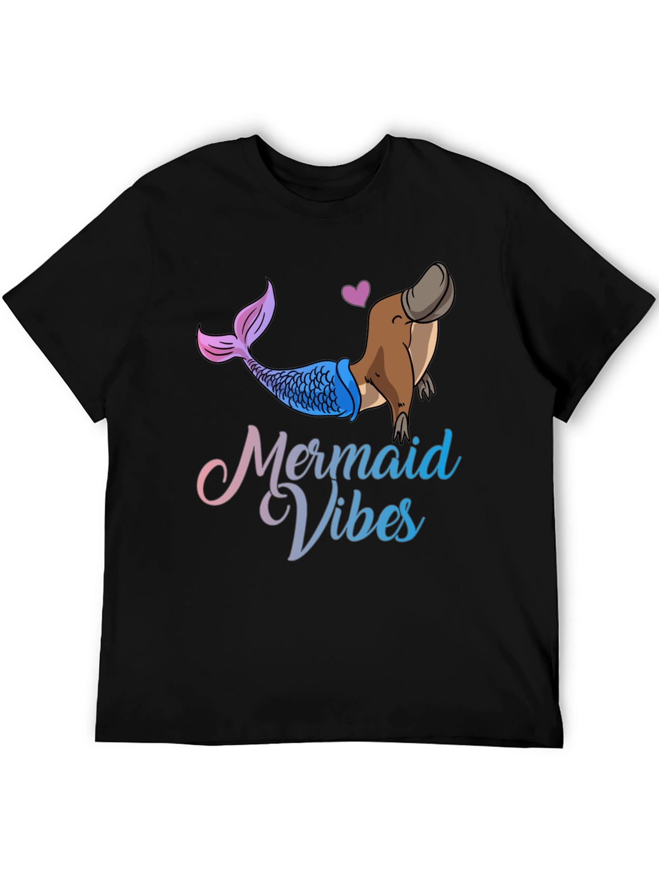 Black Mermaid Vibes Platypus Graphic T-Shirt view 5