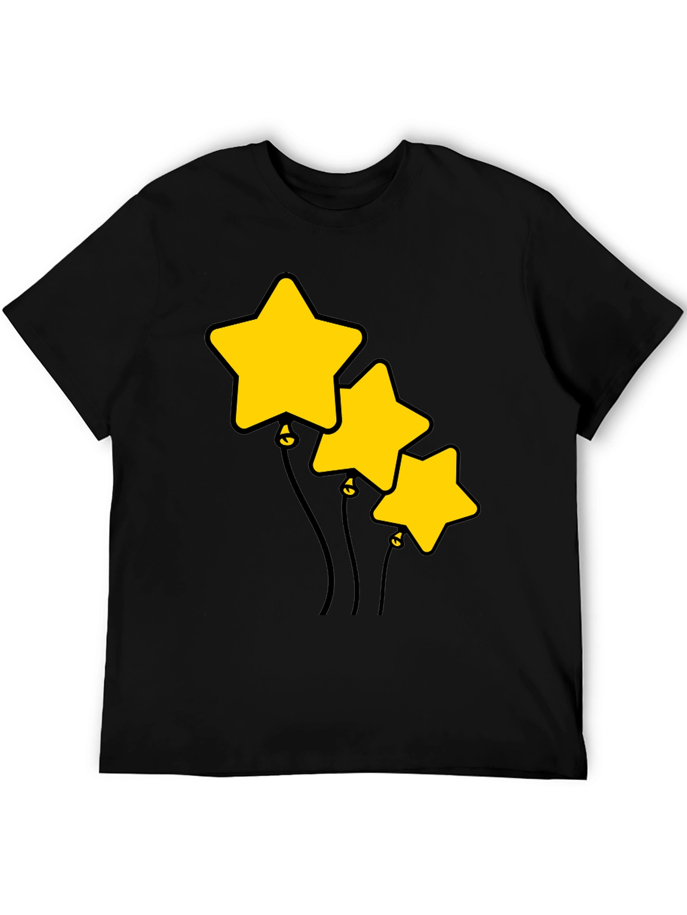 Black Star Balloons Graphic Tee - Black Cotton T-Shirt view 5