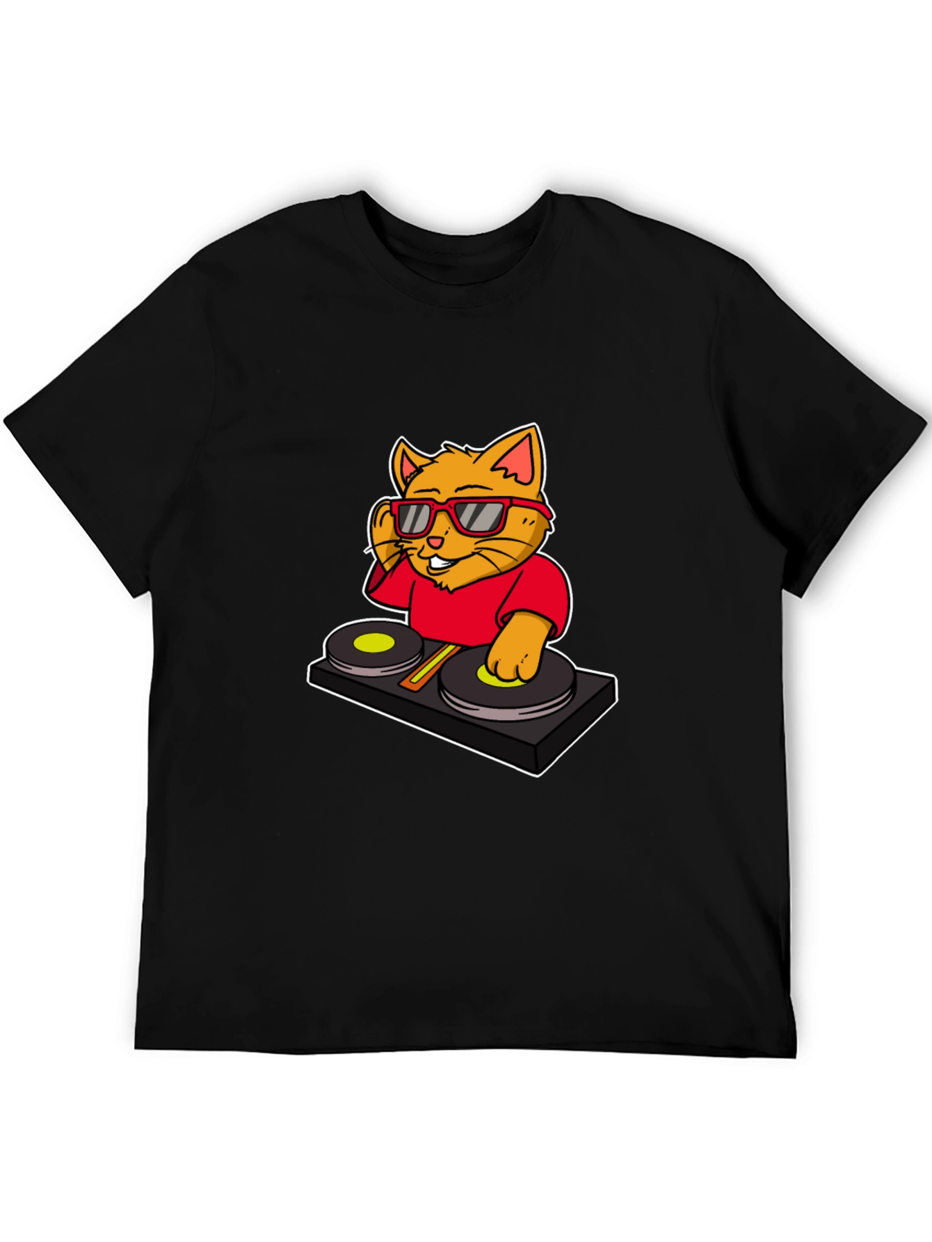 Black DJ Cat Graphic T-Shirt - Cool Music Lover Tee view 5