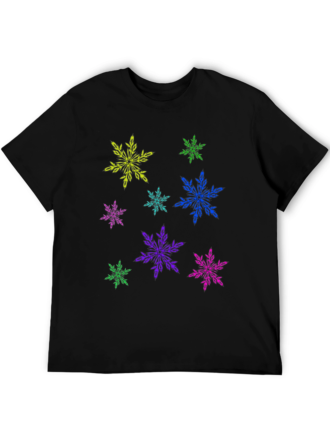 Black Funky Snowflake Graphic Tee - Black view 5