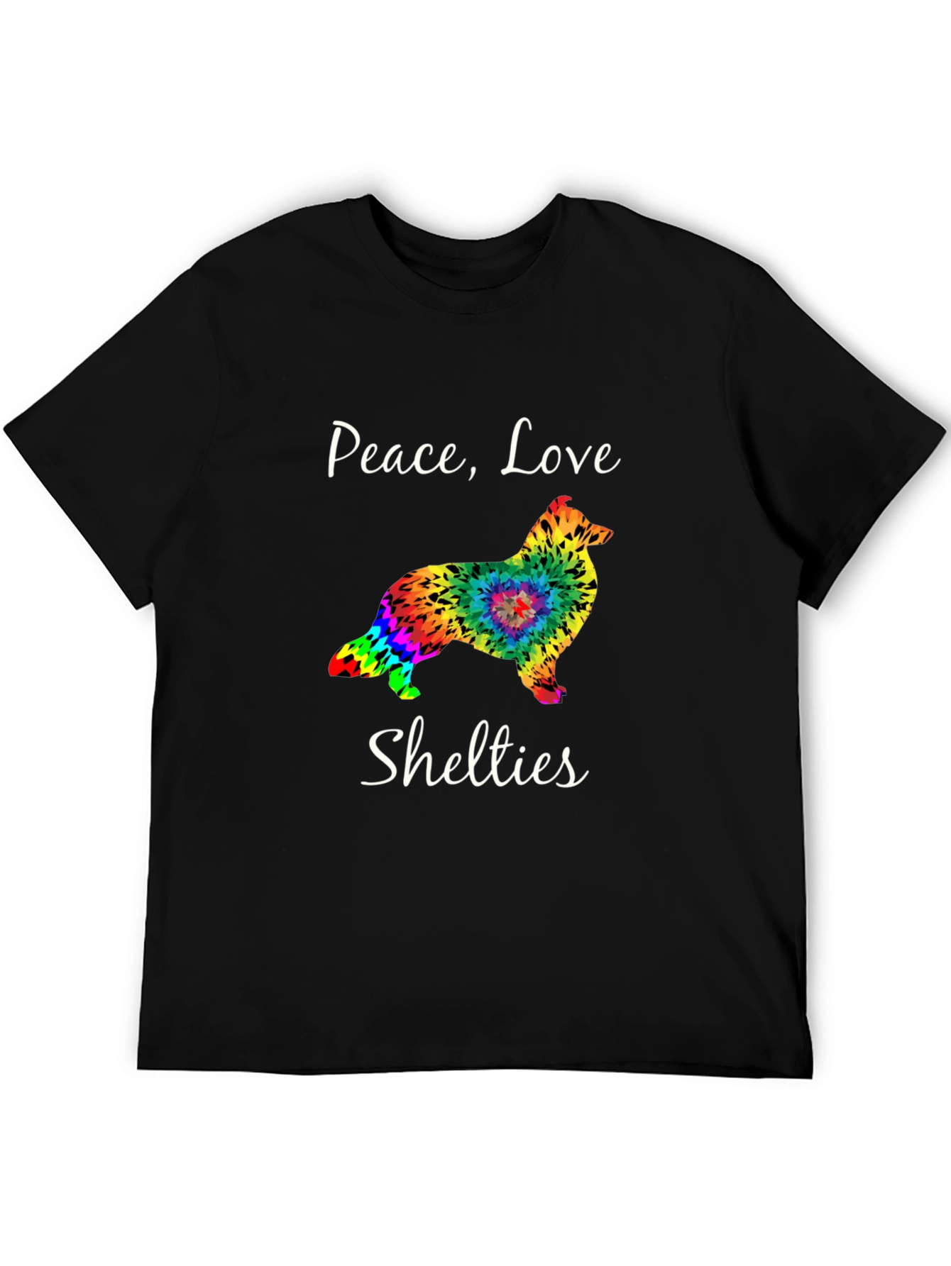 Black Peace Love Shelties T-Shirt - Black view 5