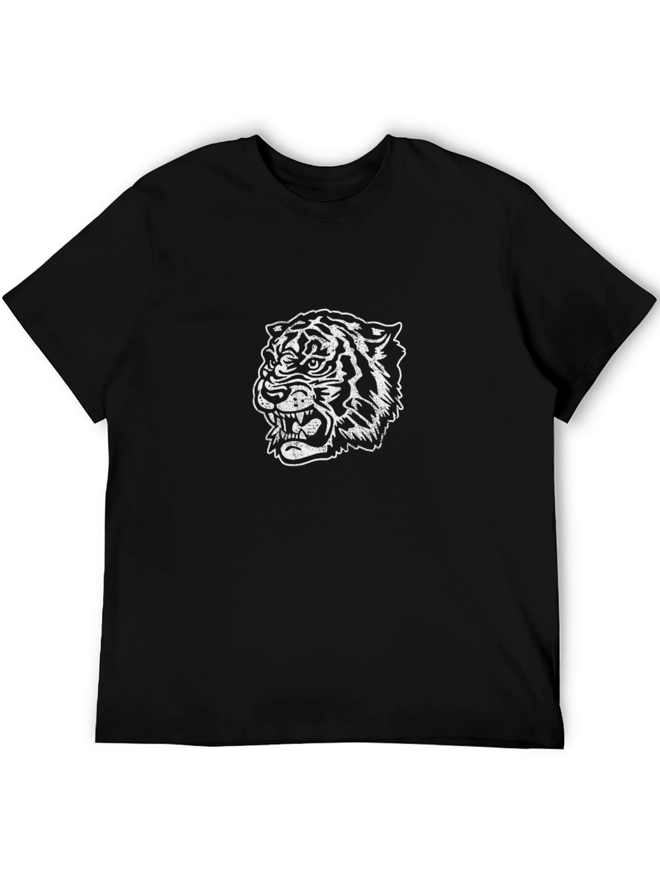 Black Tiger Graphic Tee - Men's Black Cotton T-Shirt view 5