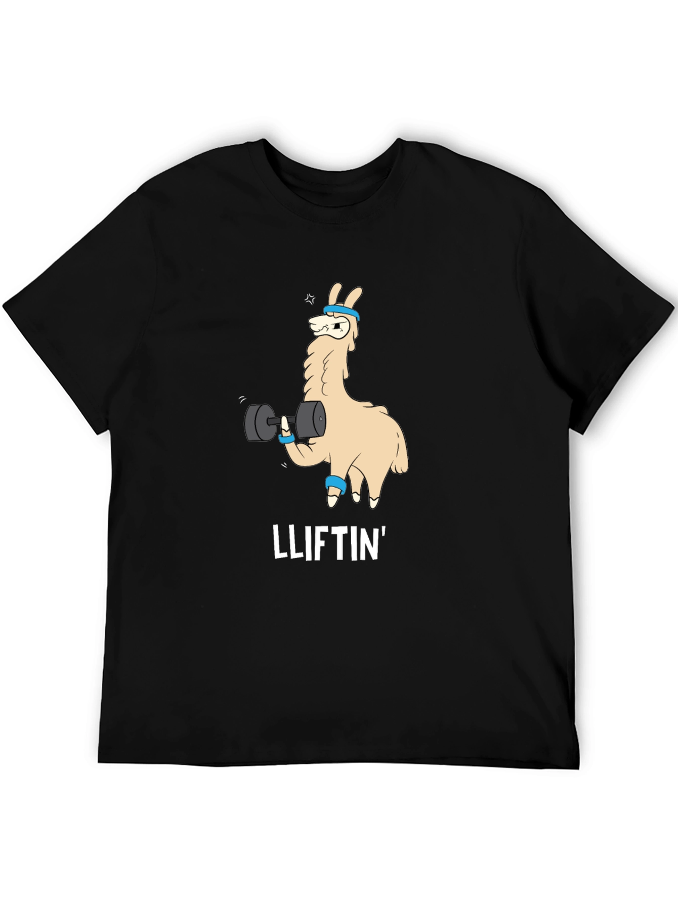 Black Lliftin' Llama Black T-Shirt - Gym Humor Tee view 5