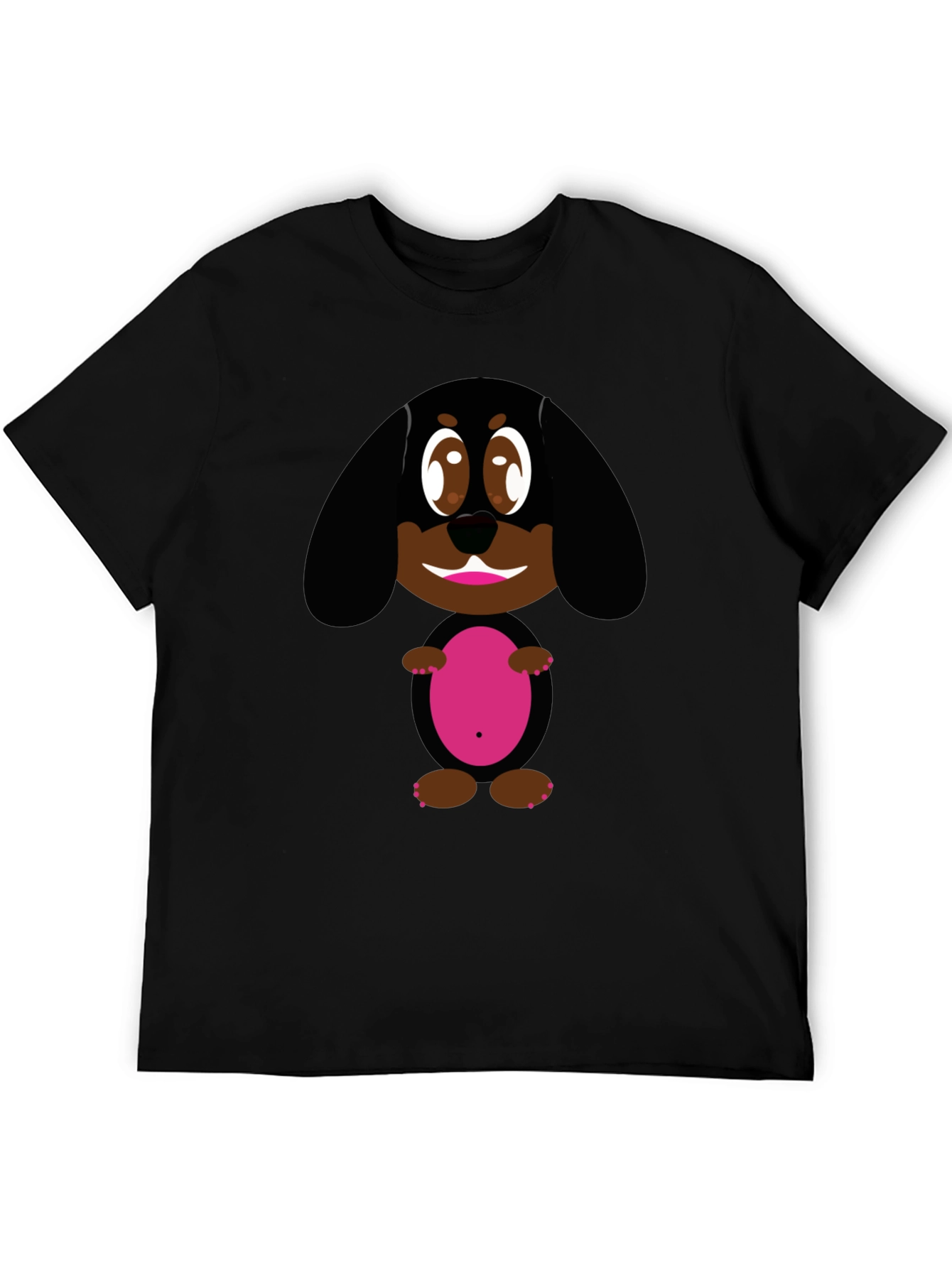 Black Cute Dog Graphic Black T-Shirt view 5