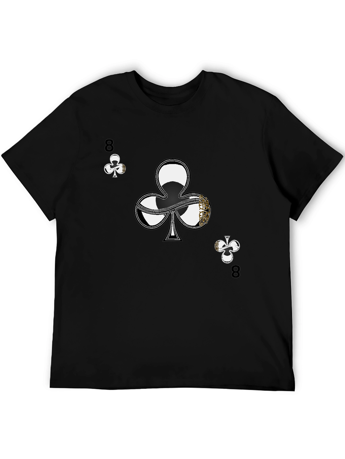 Black Eight of Clubs Graphic Tee - Unique Card Suit Design view 5
