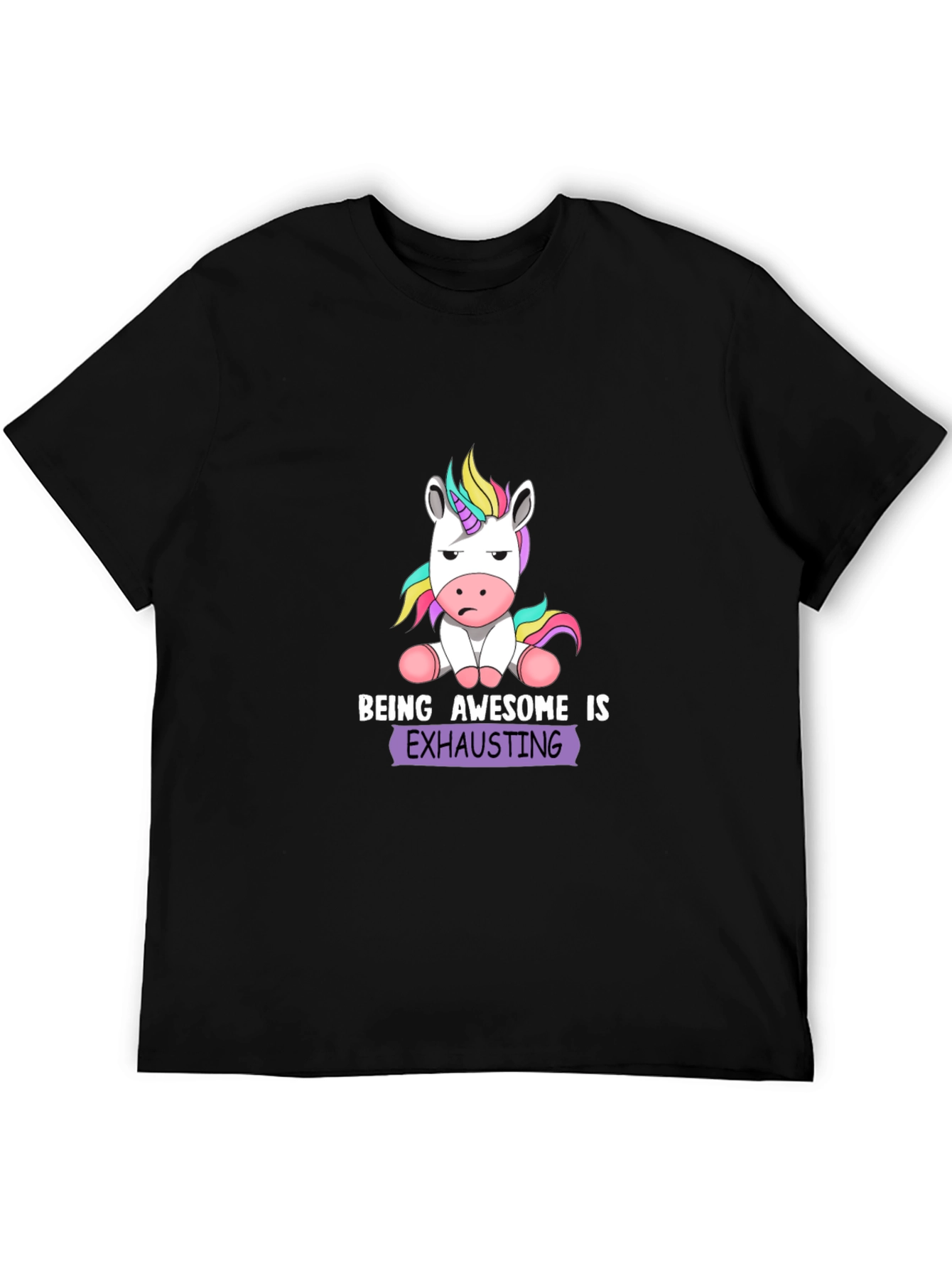 Black Being Awesome is Exhausting - Unicorn T-Shirt view 5