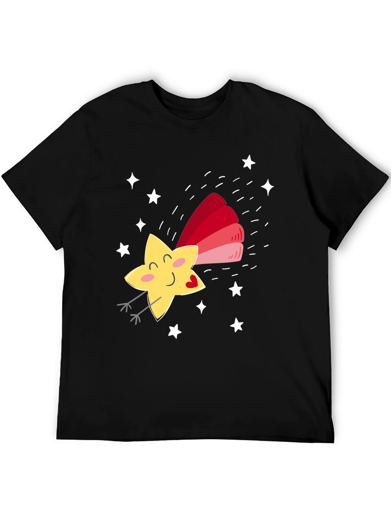 Black Cute Star Graphic Tee - Unisex Black T-Shirt view 5