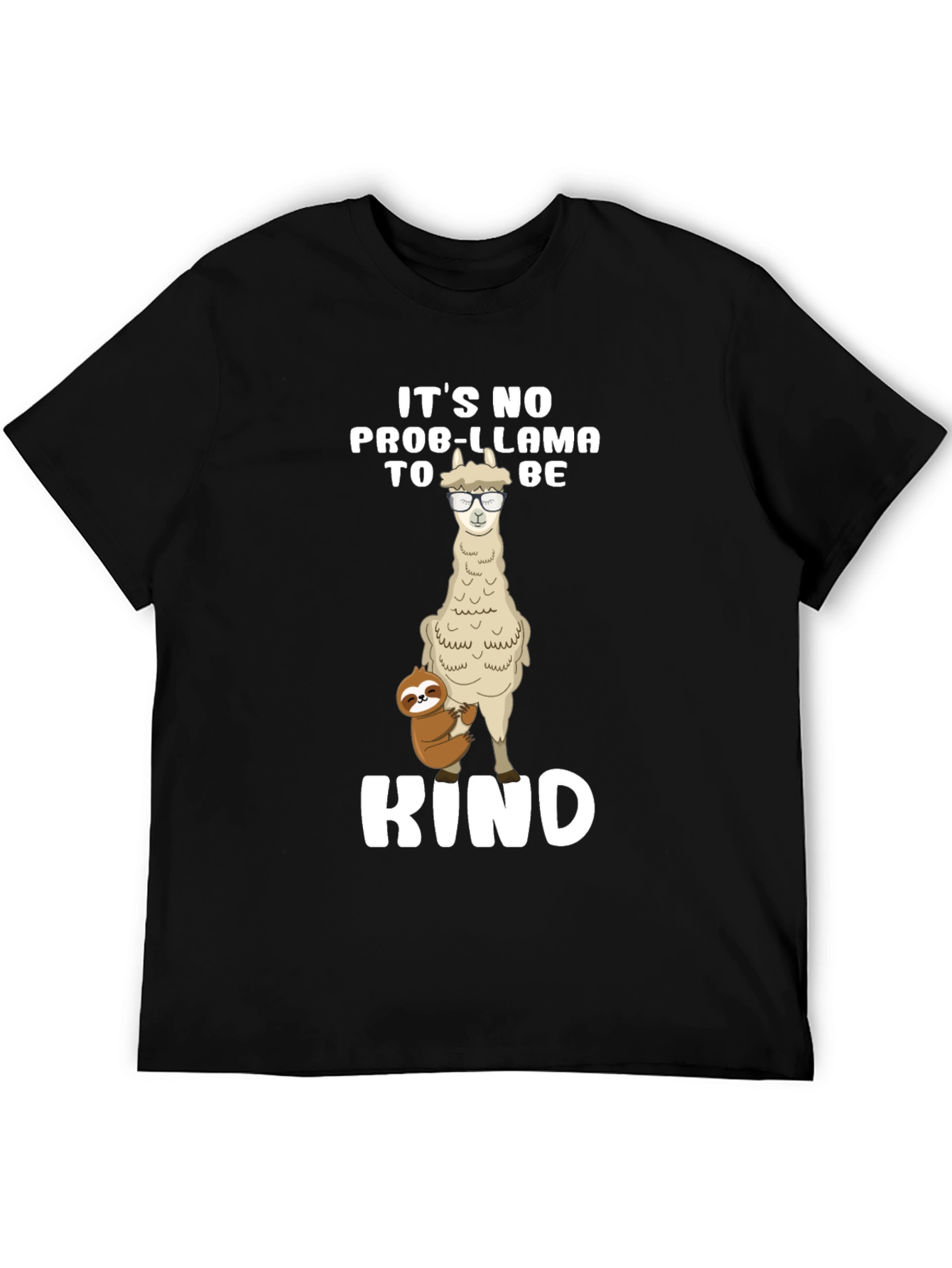Black No Prob-Llama To Be Kind Black T-Shirt view 5