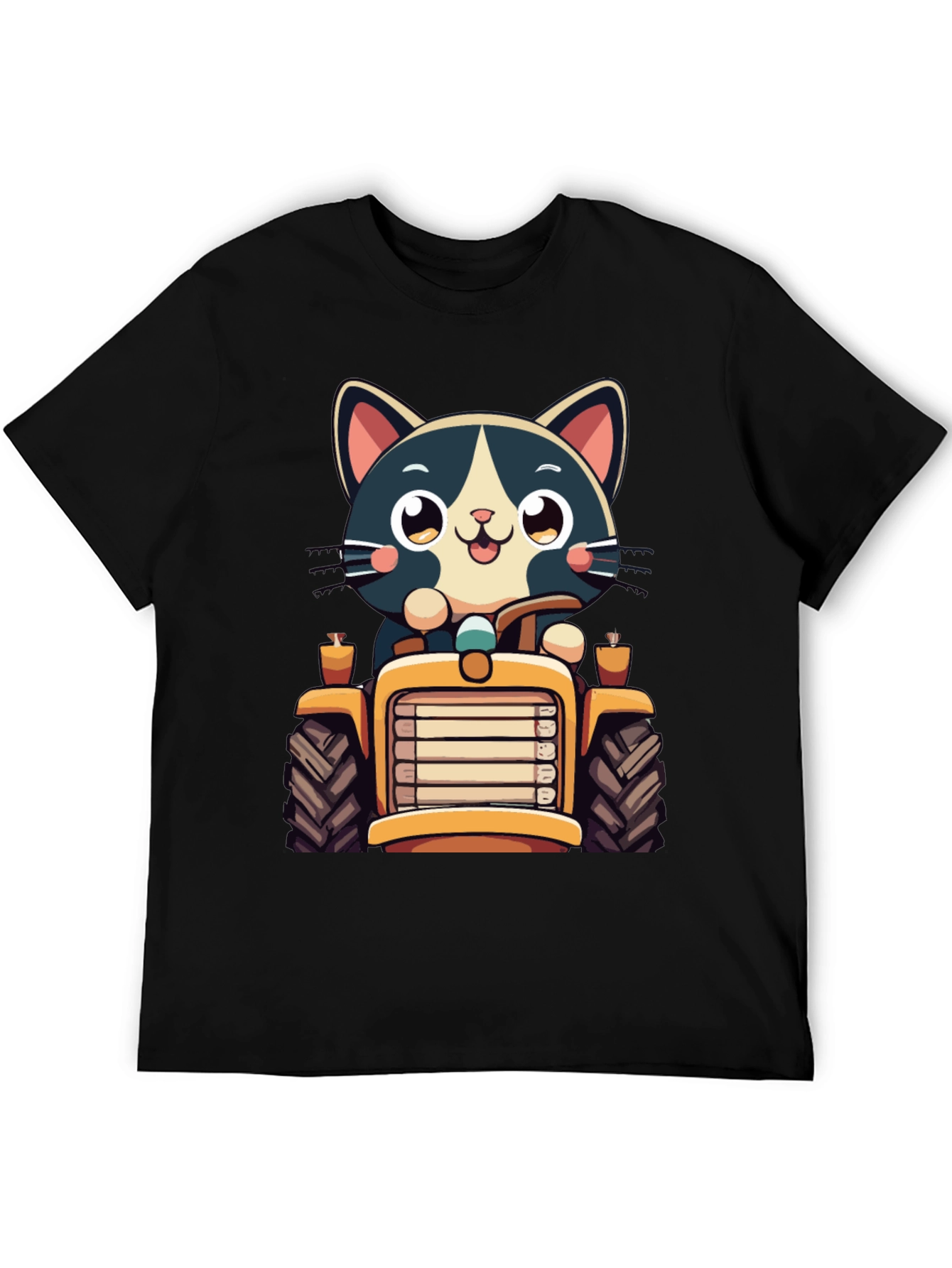 Black Cat Driving Tractor T-Shirt view 5