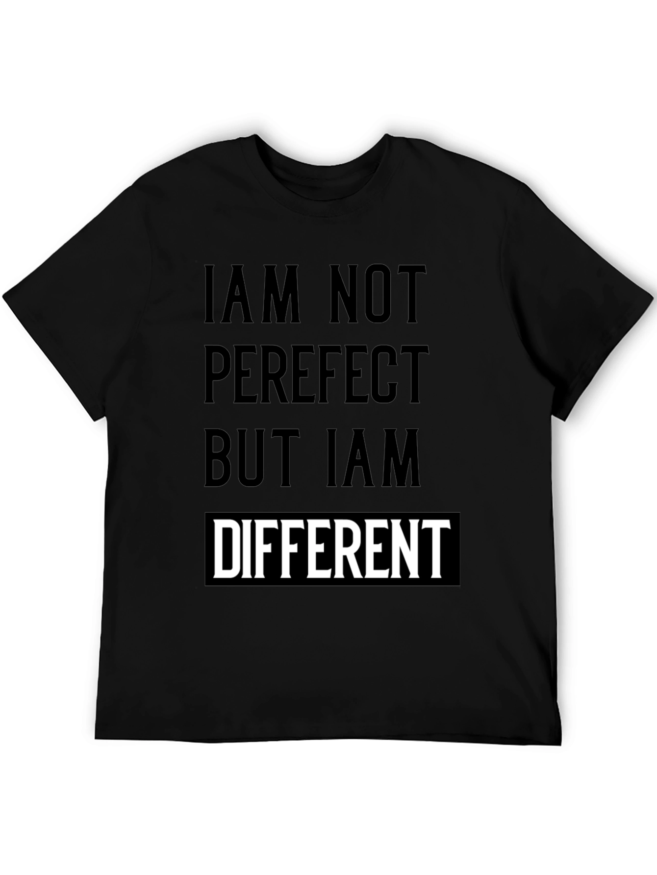 Black Unique 'Different' Graphic Print Black T-Shirt view 5