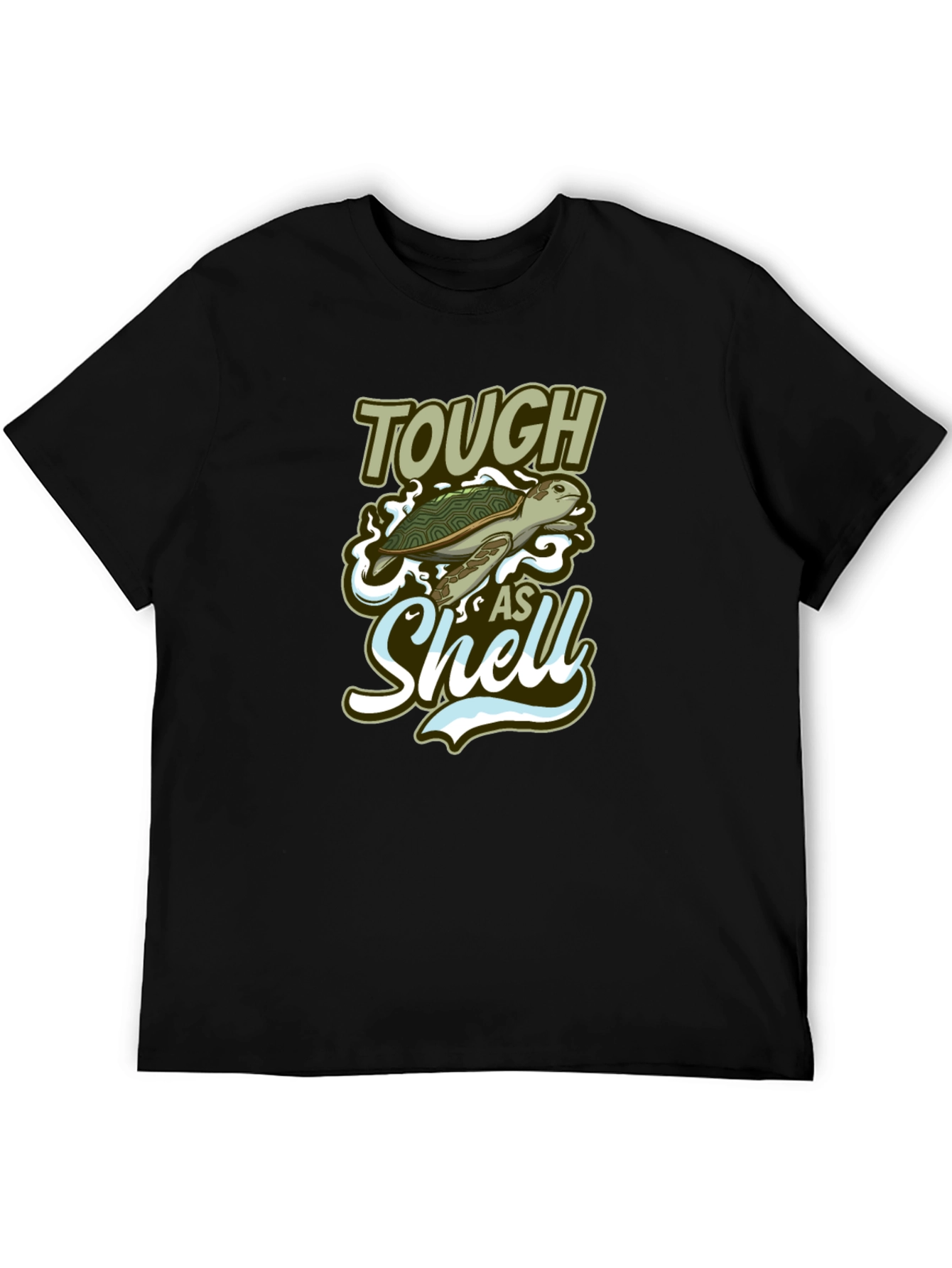 Black Tough As Shell Turtle Graphic Tee - Black Cotton Casual T-Shirt view 5