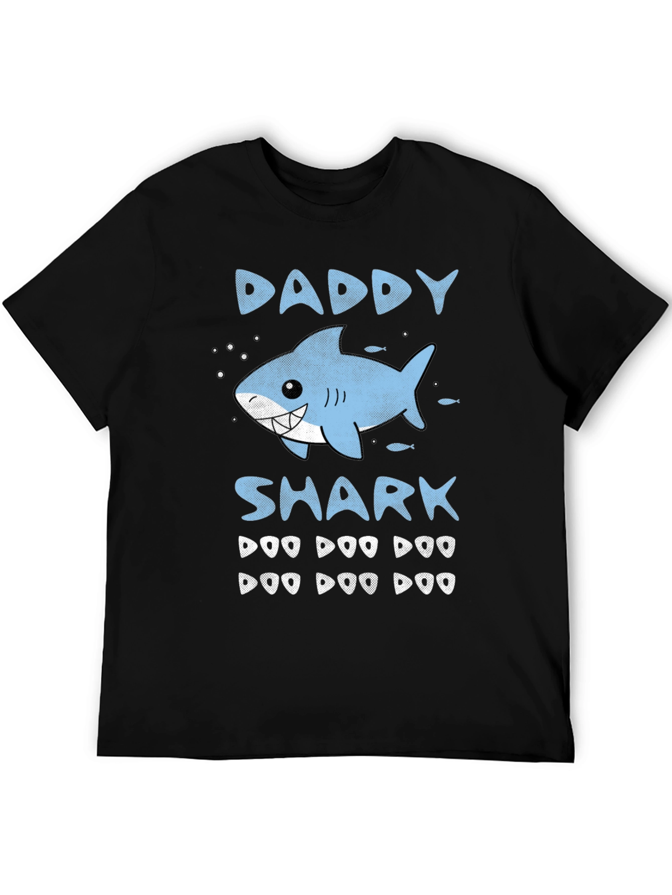 Black Daddy Shark Graphic Print Men's T-Shirt view 5