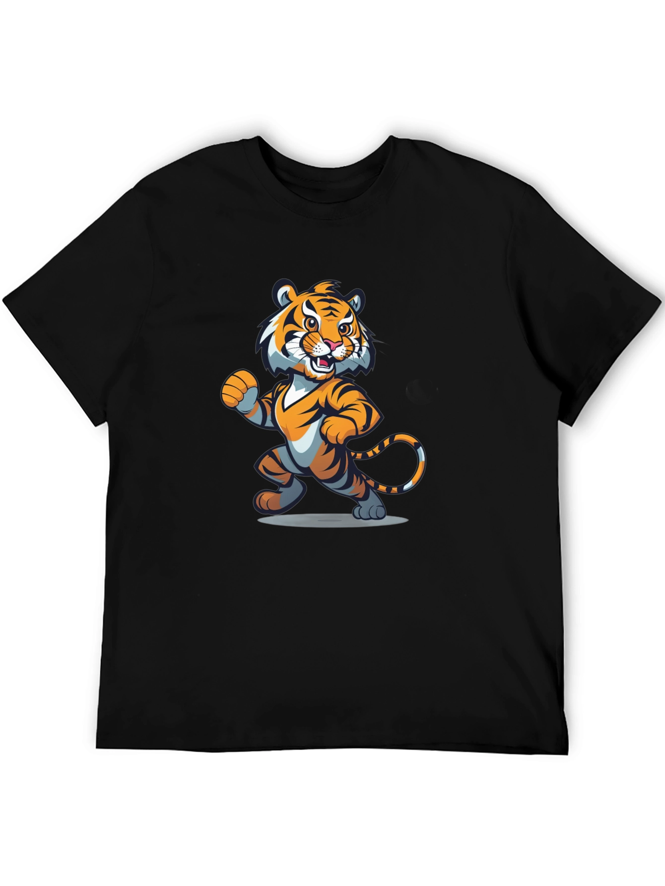 Black Cartoon Tiger Graphic Tee - Black view 5