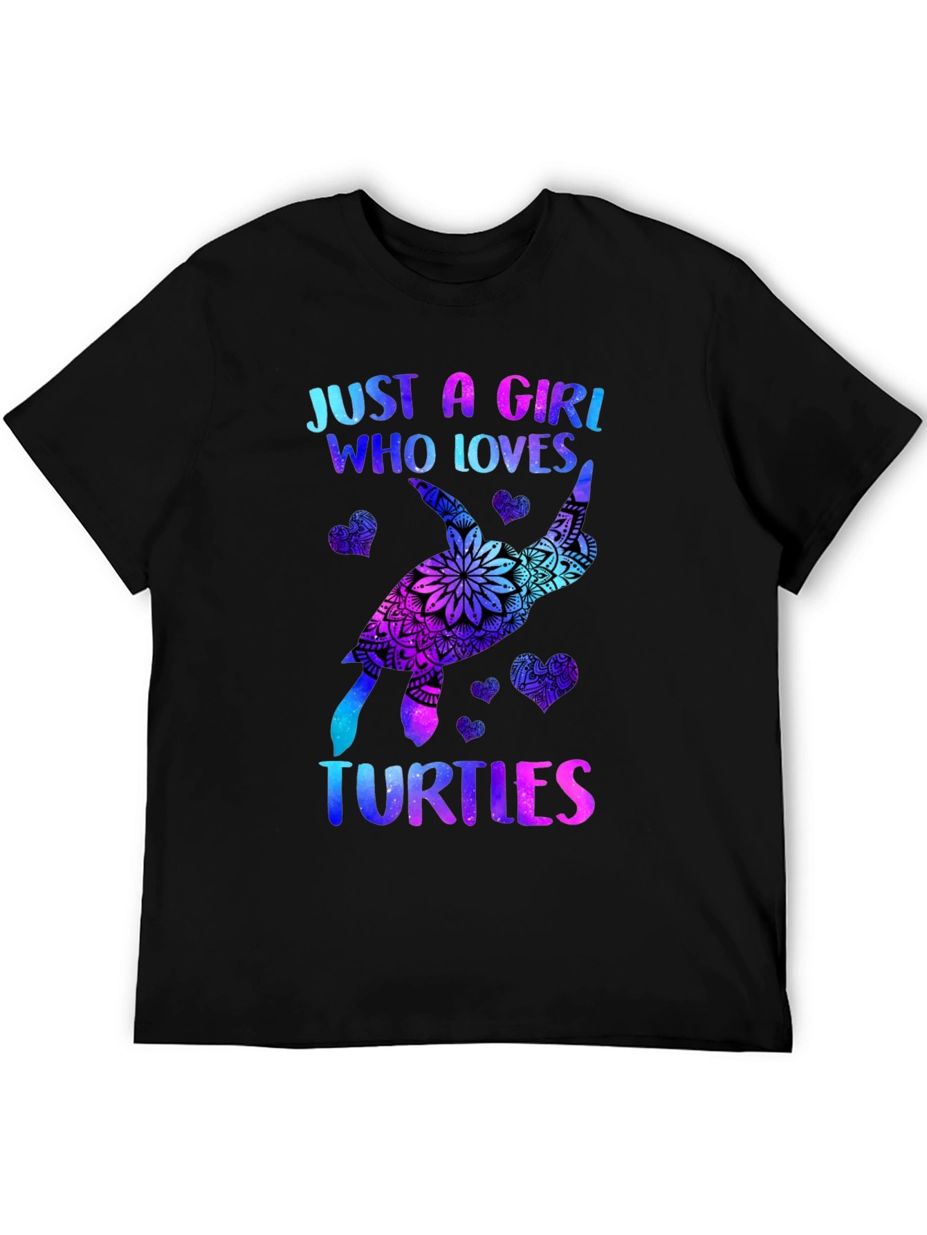 Black Just A Girl Who Loves Turtles T-Shirt Black view 5