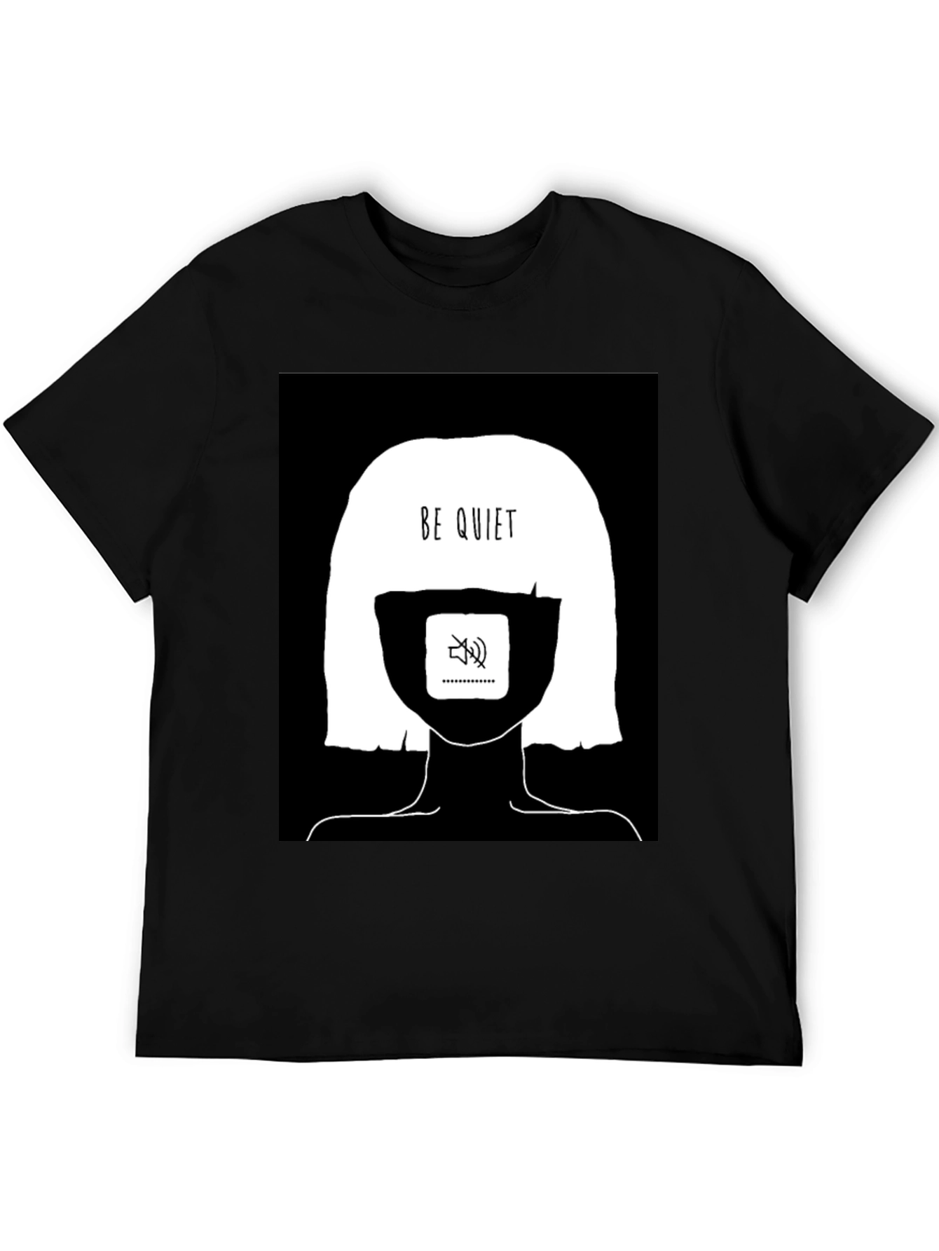Black Be Quiet Graphic Tee - Black Cotton Unisex view 5