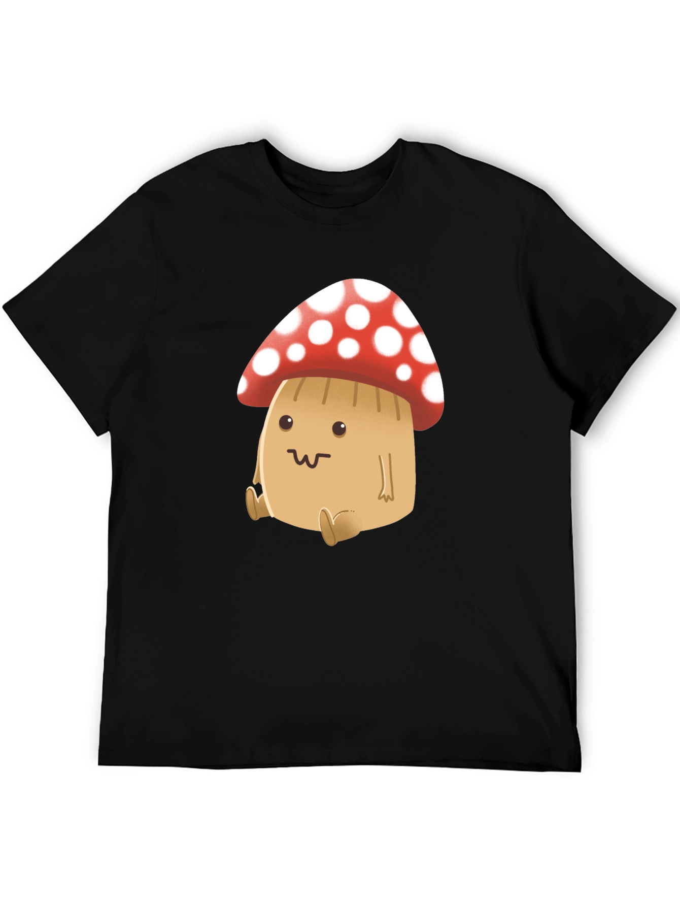 Black Cute Mushroom Graphic Tee - Black view 5