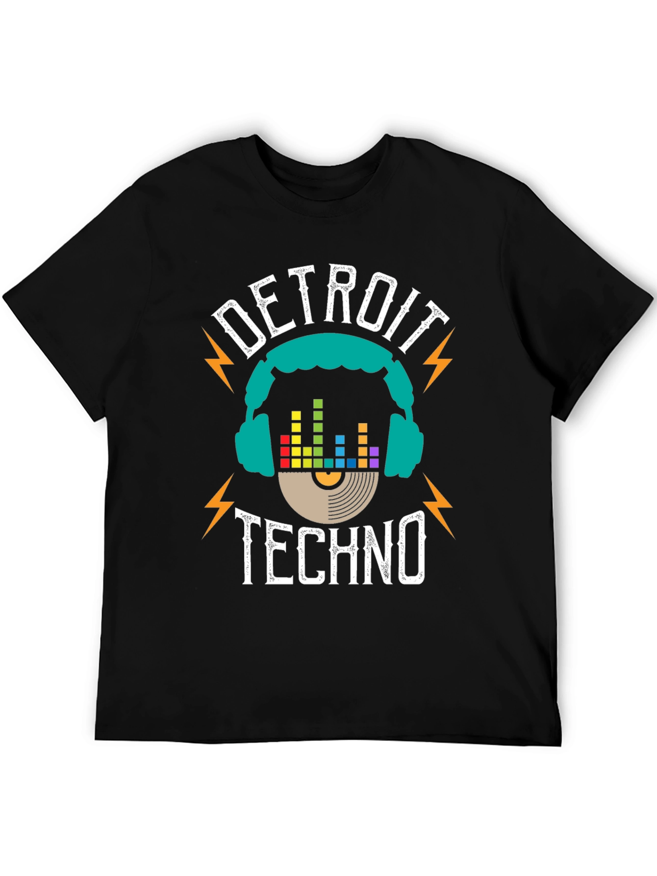 Black Detroit Techno Music T-Shirt view 5