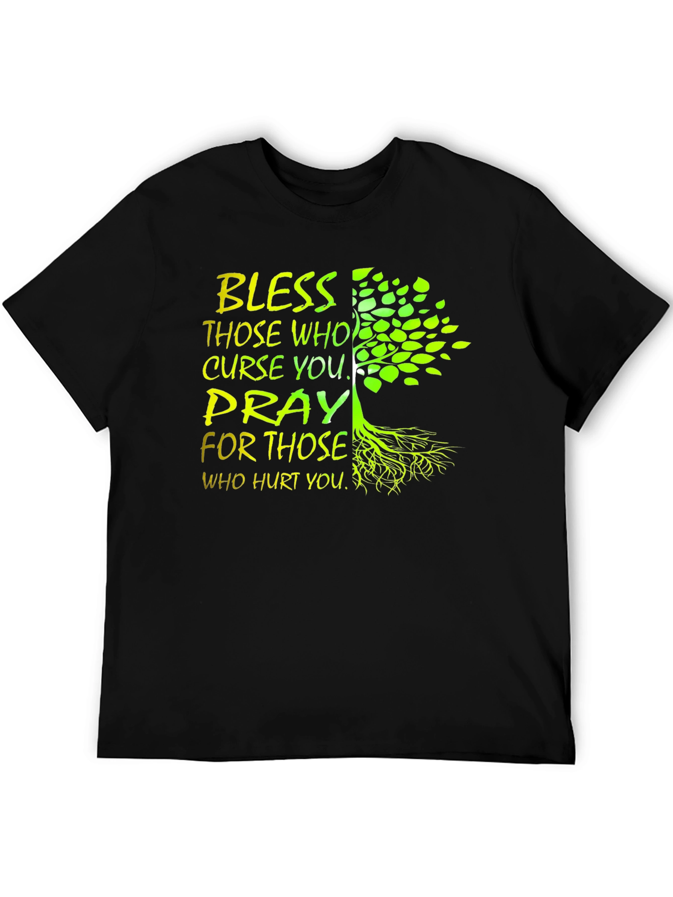 Black Bless & Pray Tree Graphic Black T-Shirt view 5