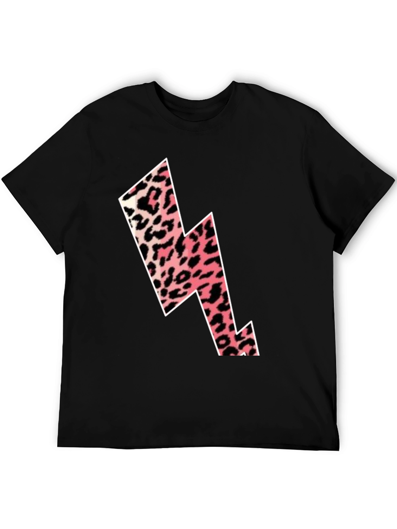 Black Trendy Leopard Print Lightning Bolt Graphic Tee view 5