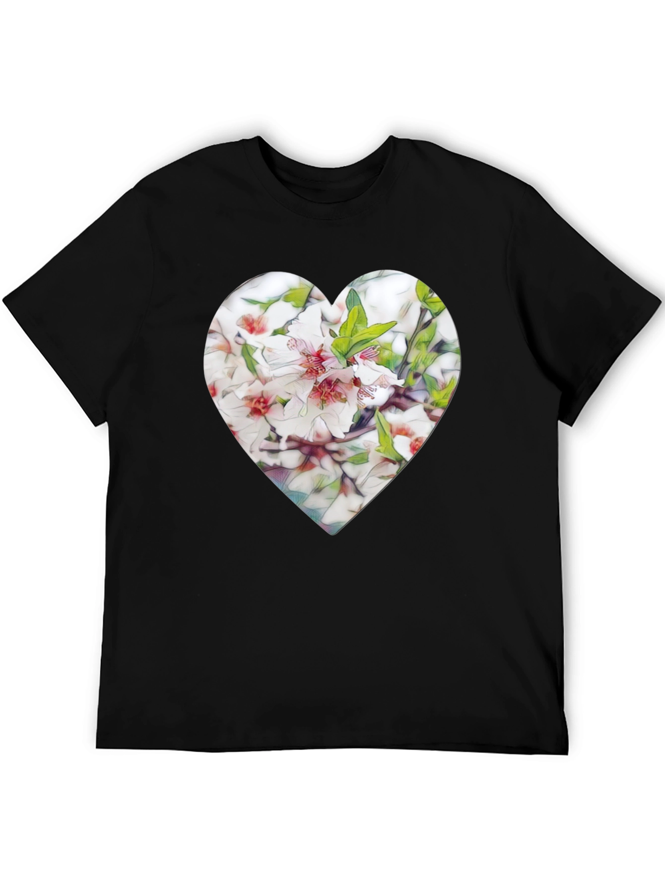 Black Heart Floral Graphic Tee - Stylish Black T-Shirt view 5