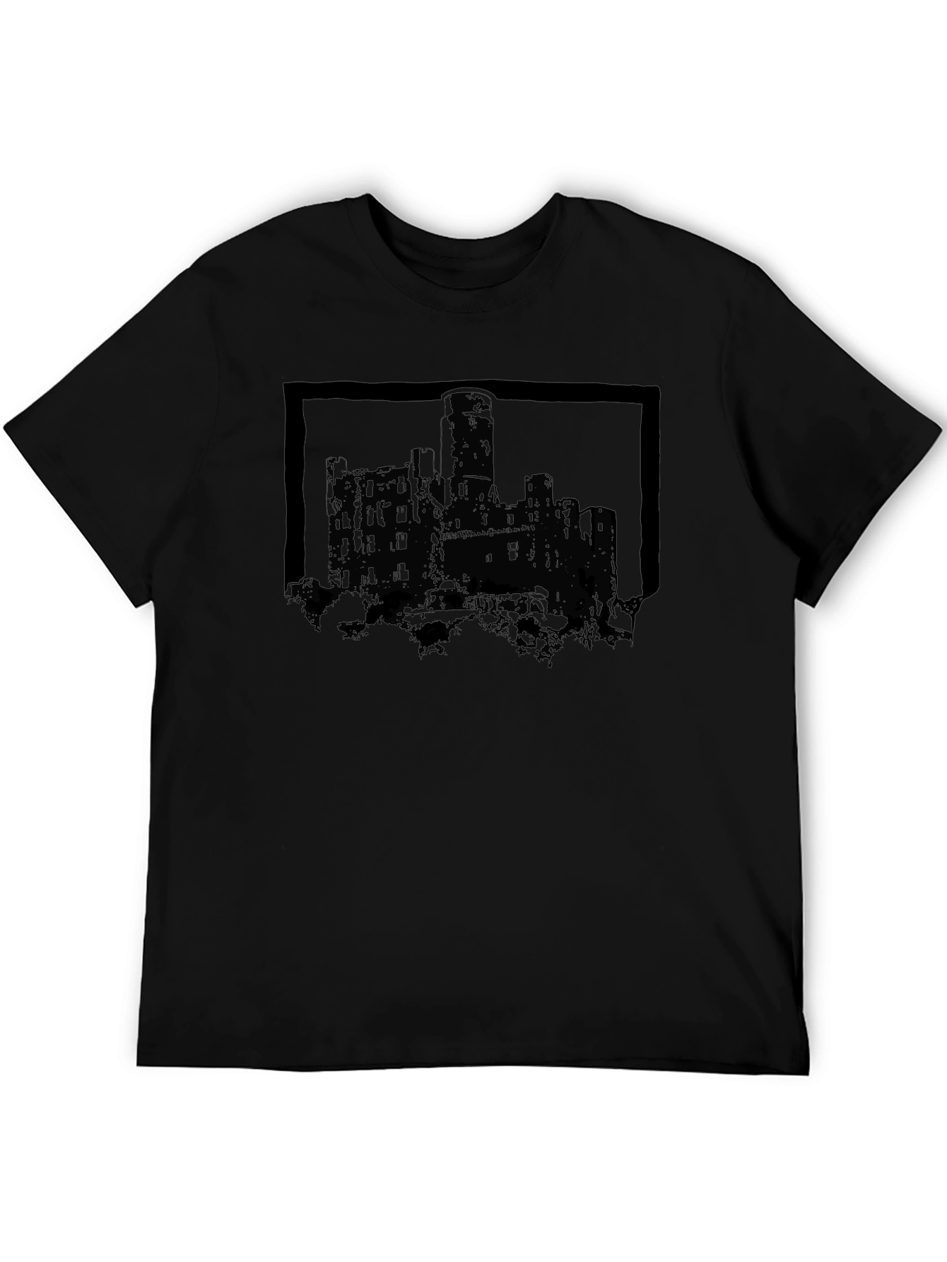 Black Castle Graphic Tee - Gothic Design, Black T-Shirt view 5