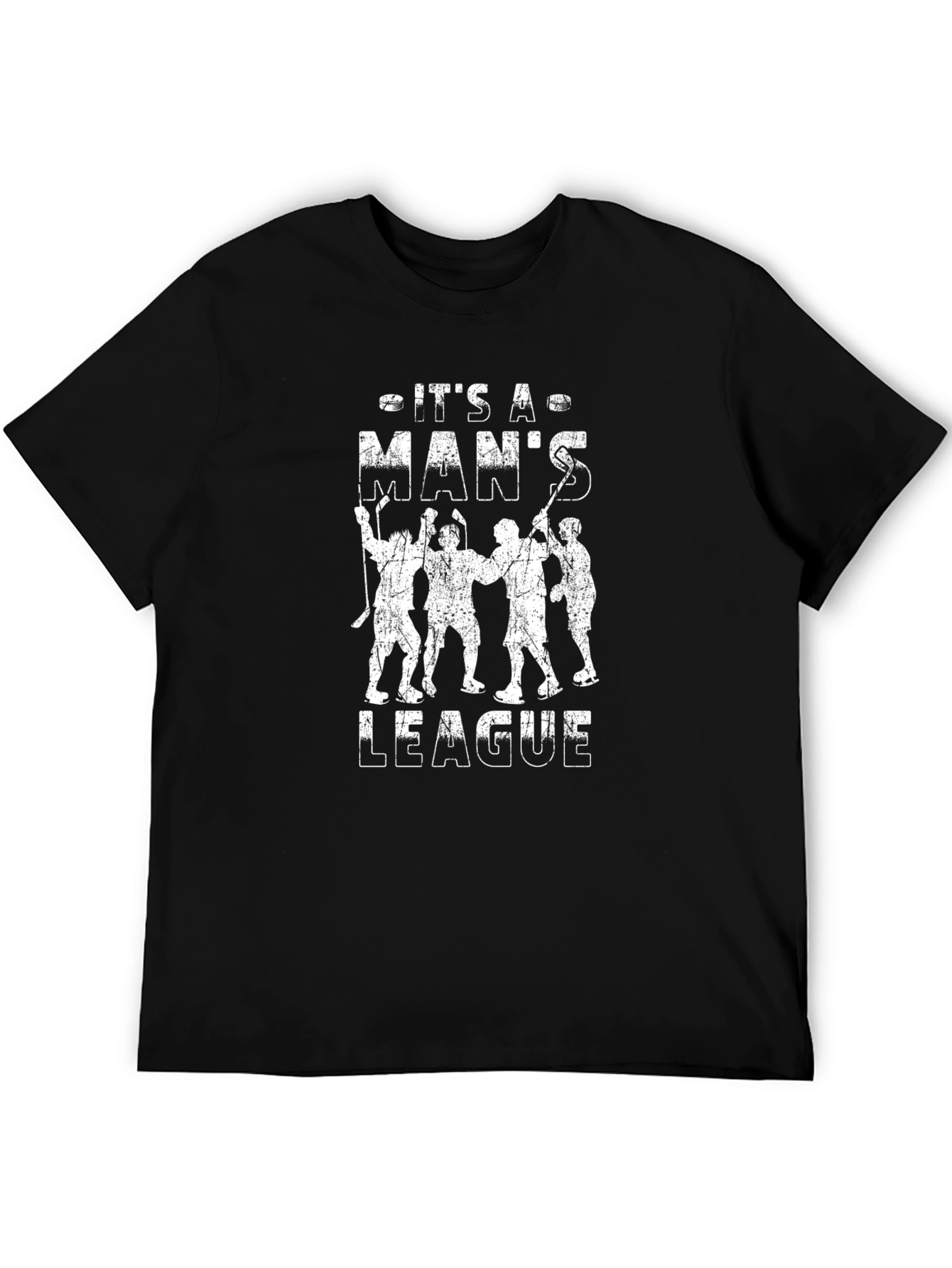 Black It's a Man's League T-Shirt - Hockey Graphic Tee view 5