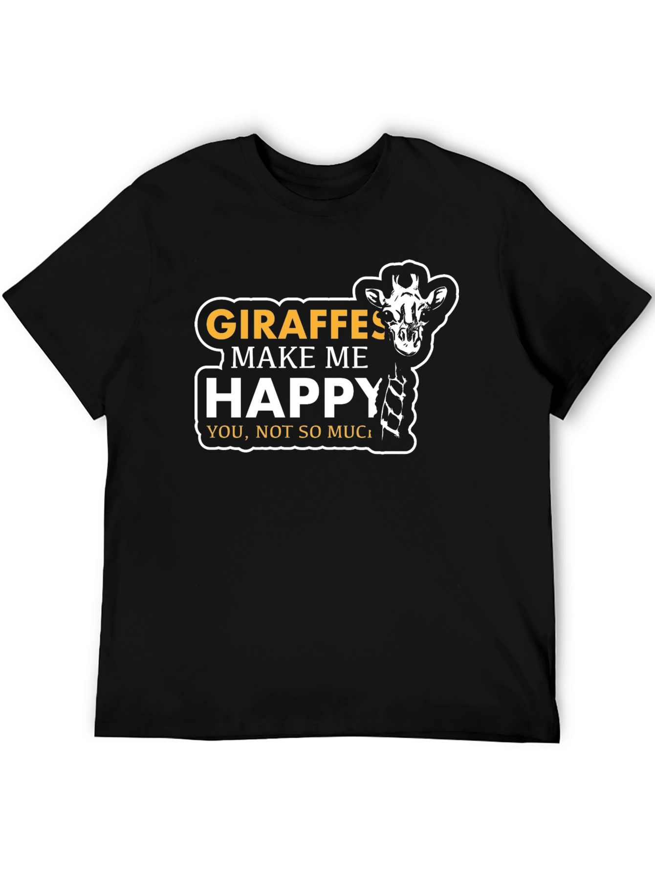 Black Giraffe Lover T-Shirt: Makes Me Happy! view 5