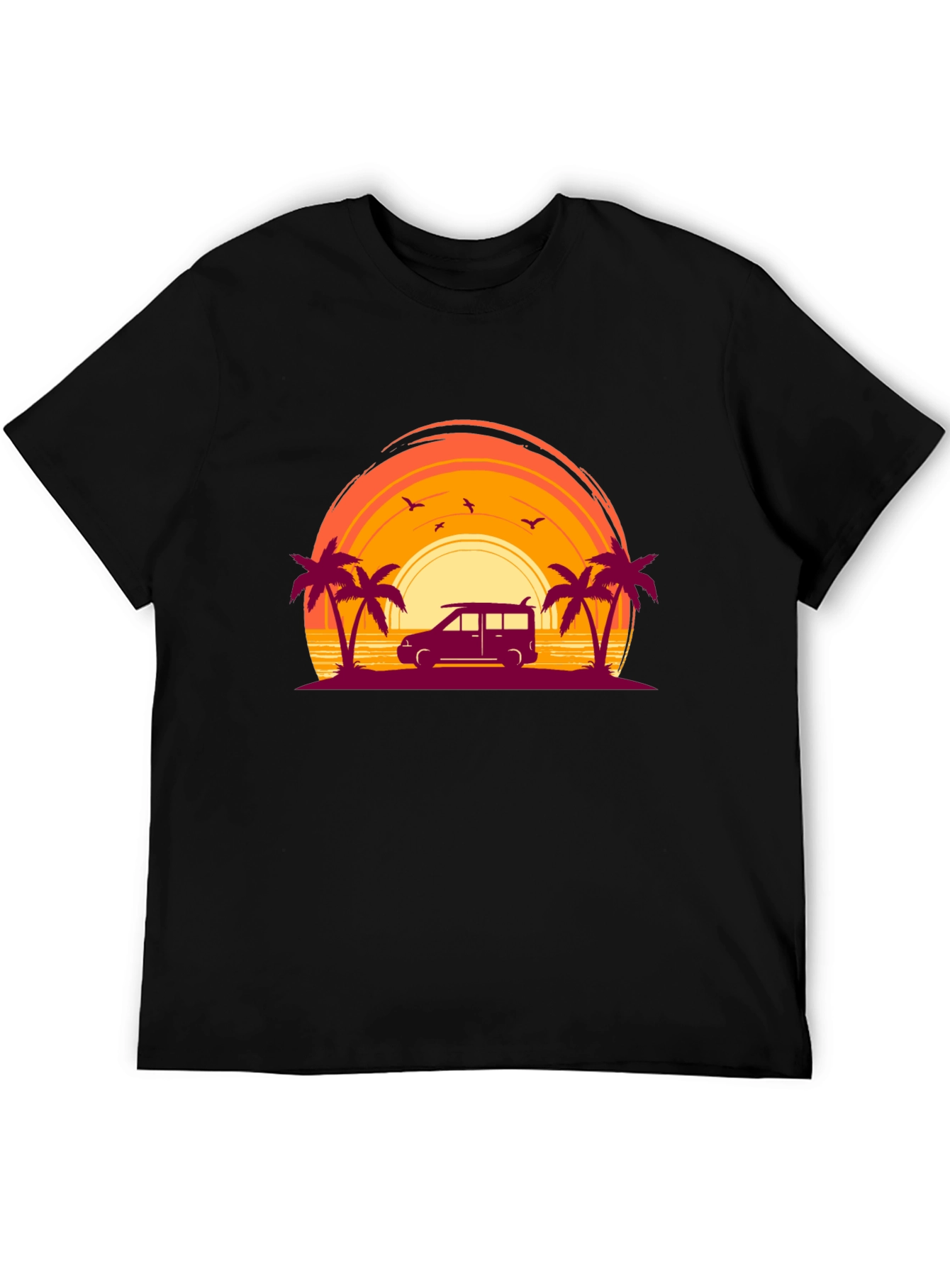 Black Sunset Beach Van Graphic Tee view 5