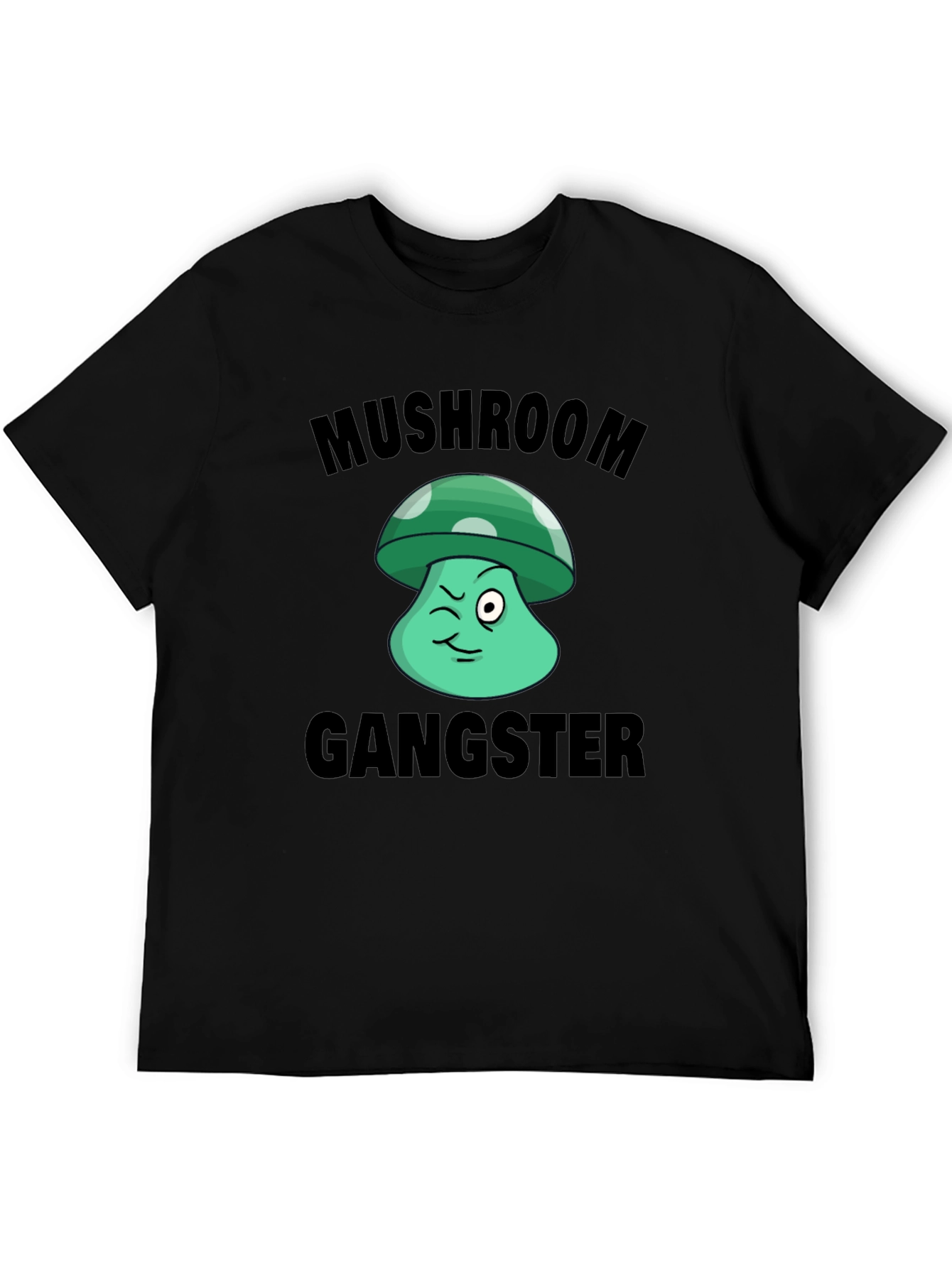 Black Mushroom Gangster Graphic T-Shirt view 5