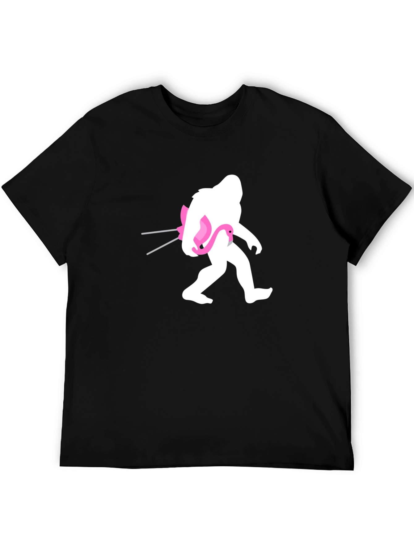 Black Sasquatch Flamingo Black T-Shirt view 5