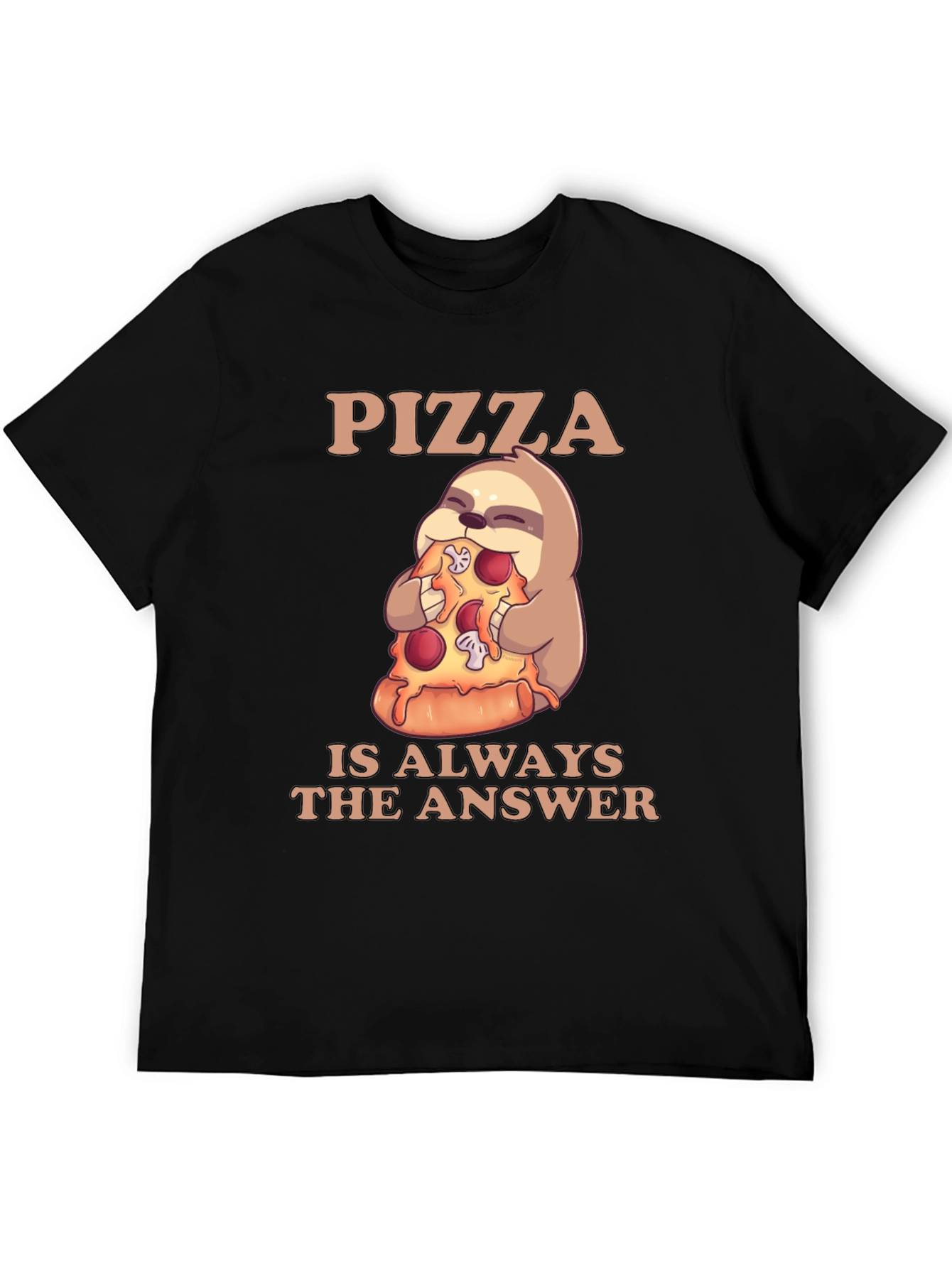 Black Pizza Sloth T-Shirt - Always the Answer! view 5