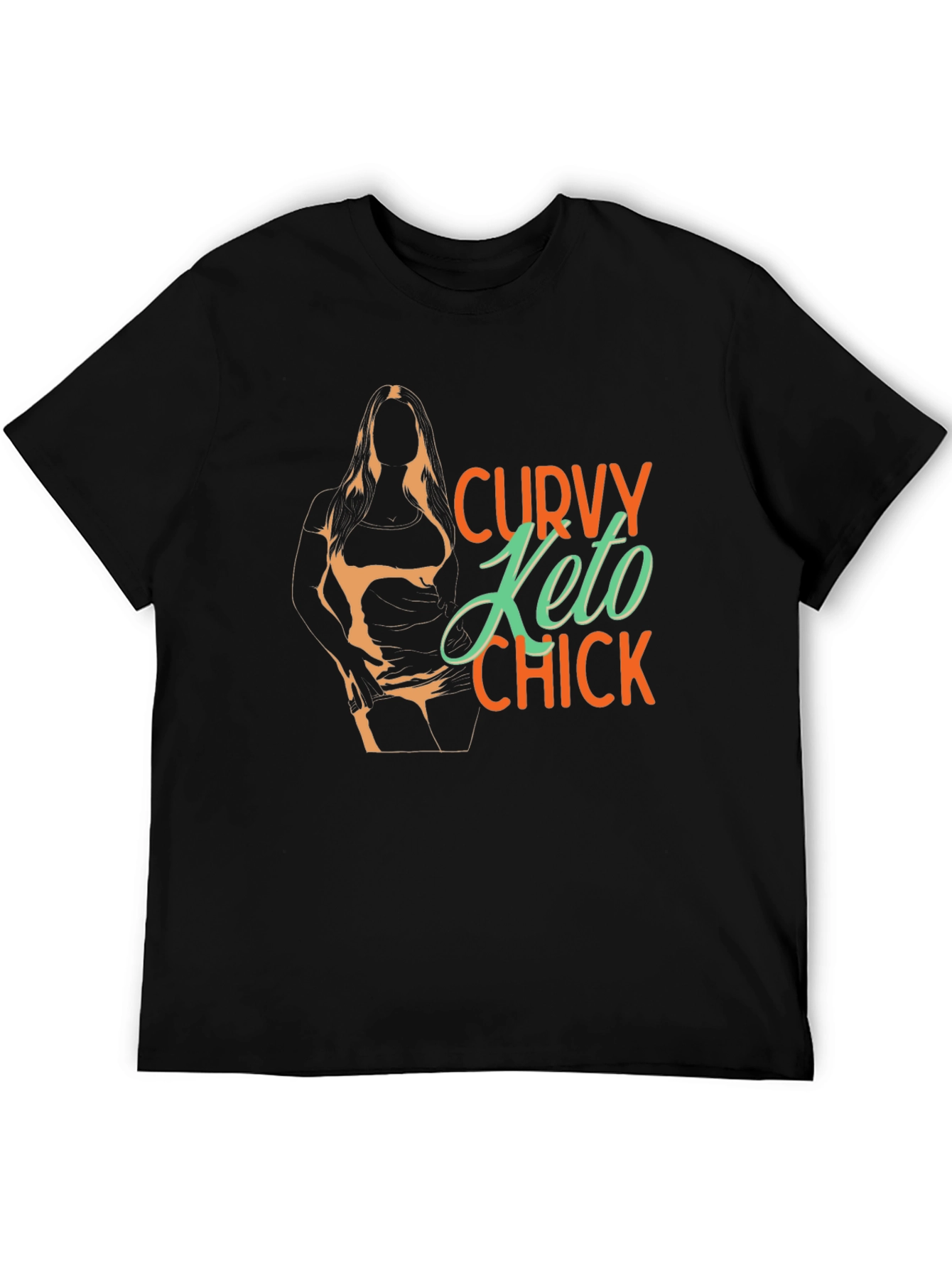 Black Curvy Keto Chick Graphic Tee - Black Unisex view 5