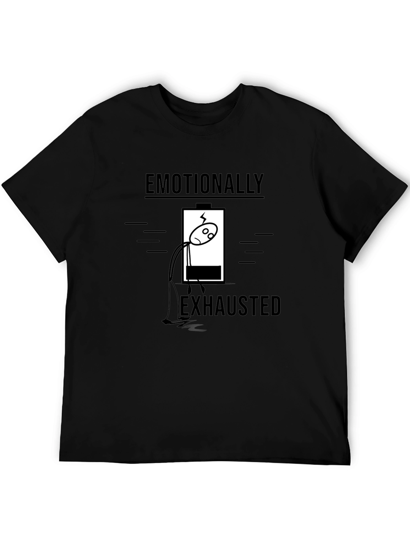 Black Emotionally Exhausted Graphic Tee - Funny T-Shirt view 5
