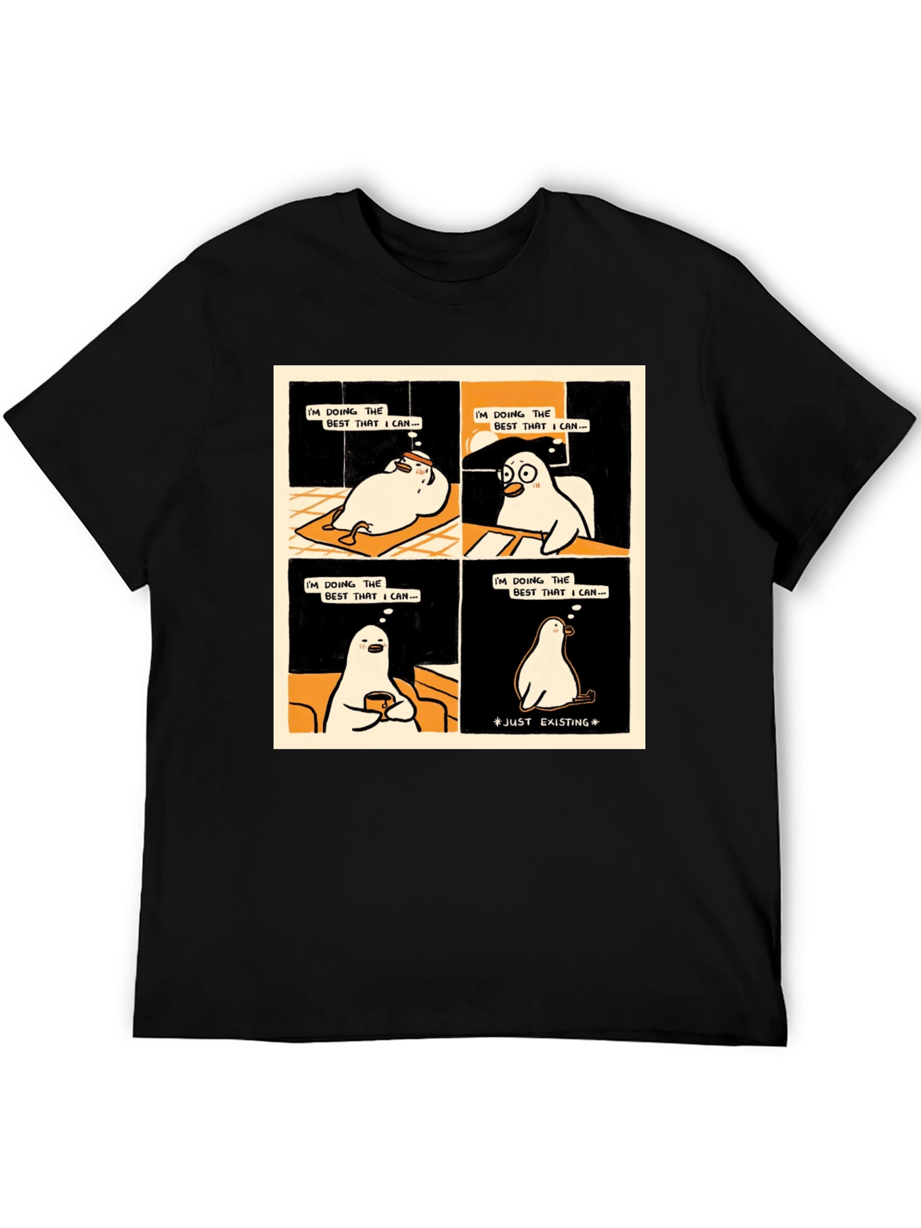 Black Existential Cartoon T-Shirt: Doing My Best view 5