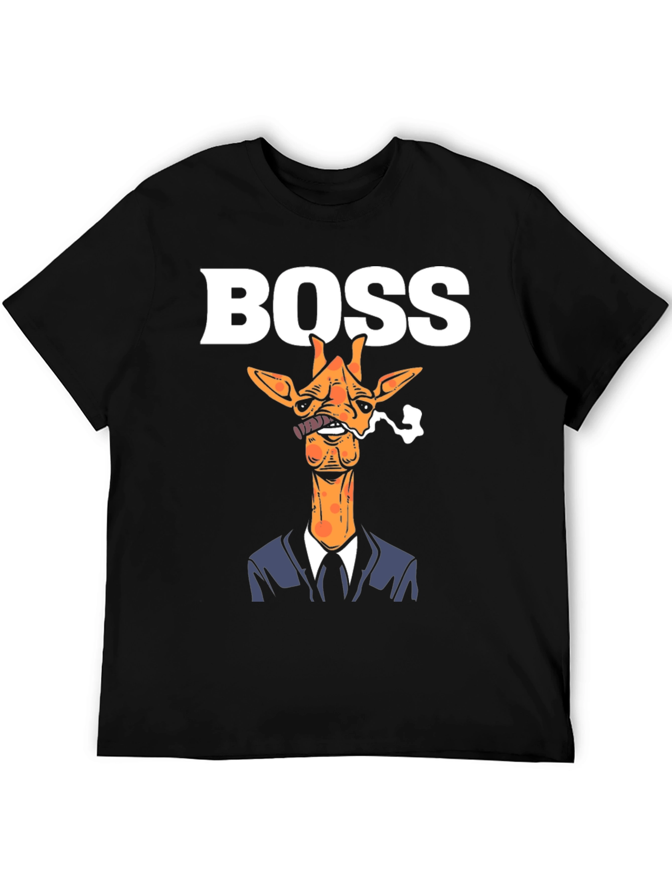 Black Boss Giraffe Graphic Tee - Funny Animal Shirt view 5