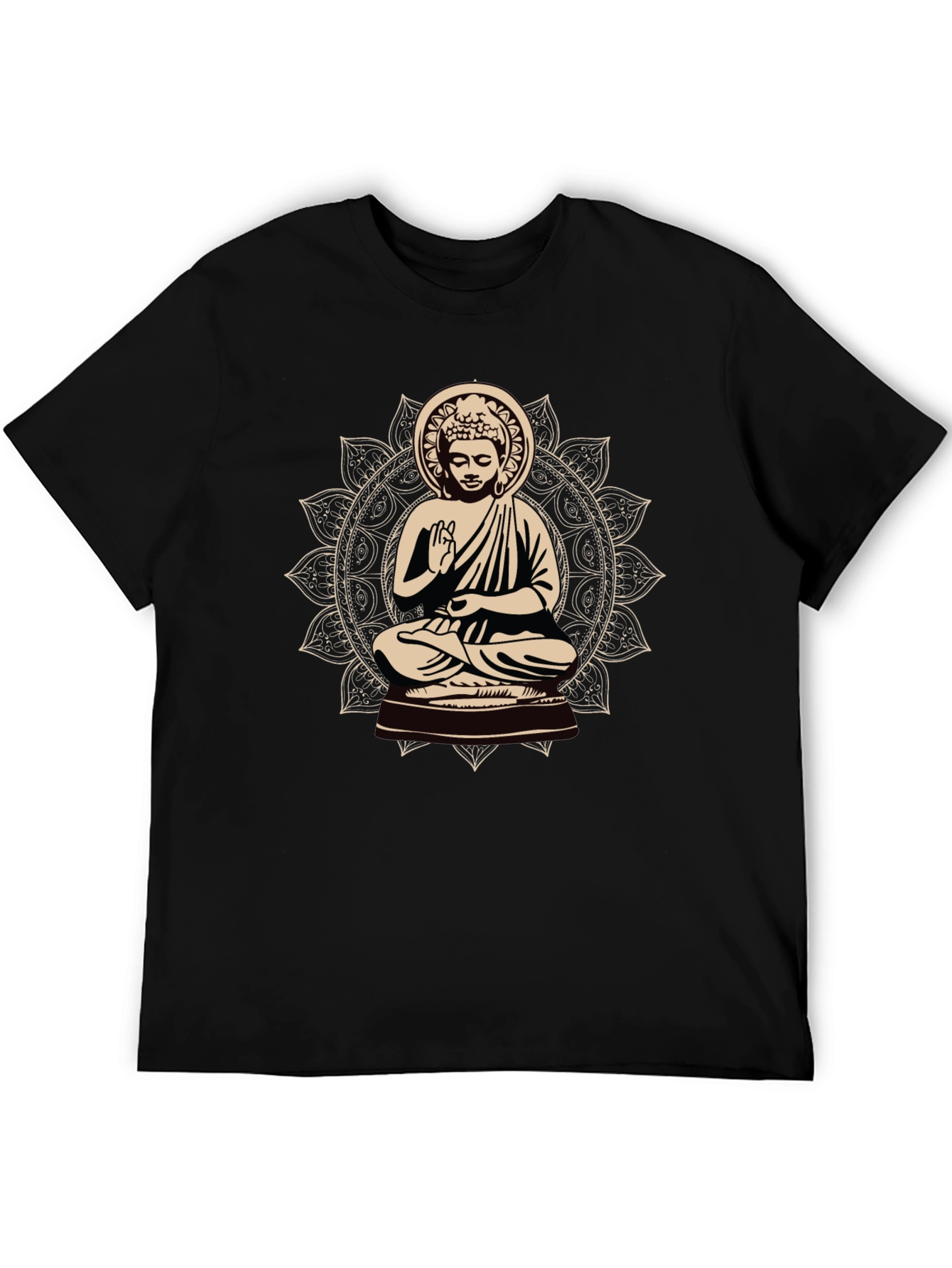 Black Buddha Mandala Graphic Tee - Spiritual Style view 5