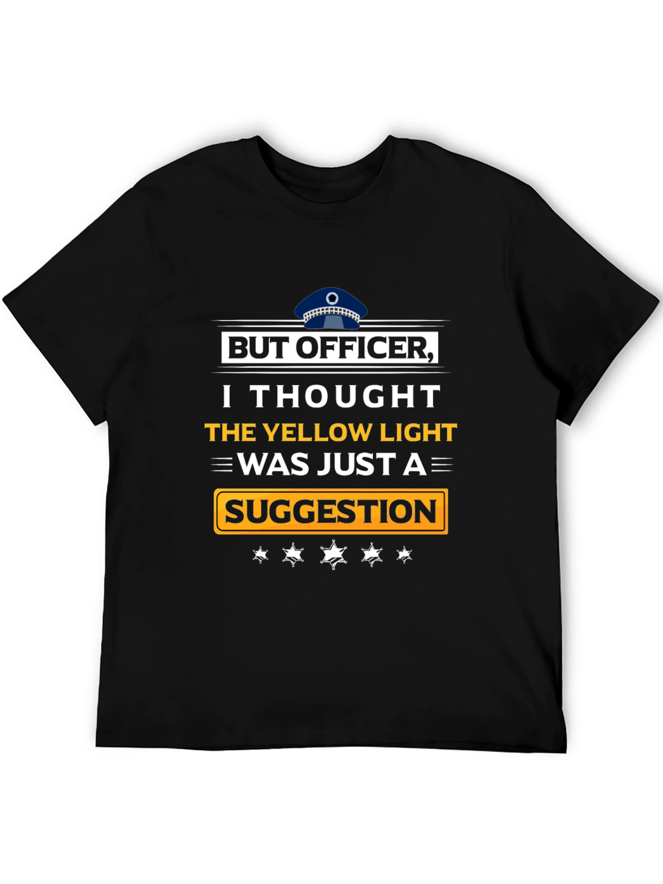 Black But Officer T-Shirt: Yellow Light Suggestion view 5