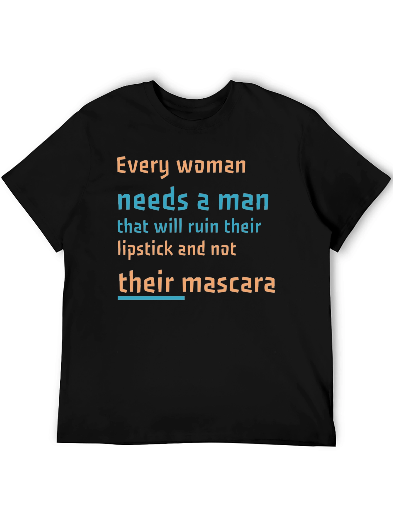 Black Funny Slogan T-Shirt: Lipstick Not Mascara view 5